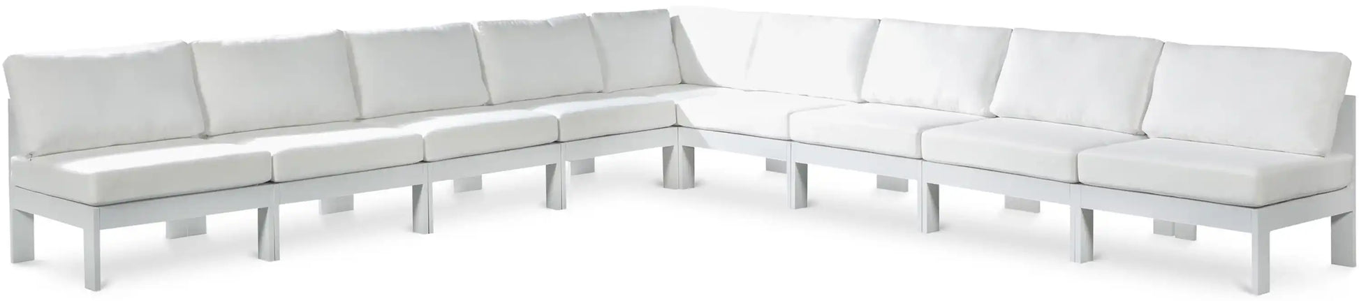 Nizuc - Outdoor Patio 9 Piece Modular Sectional With White Frame - Best Buy Furniture
