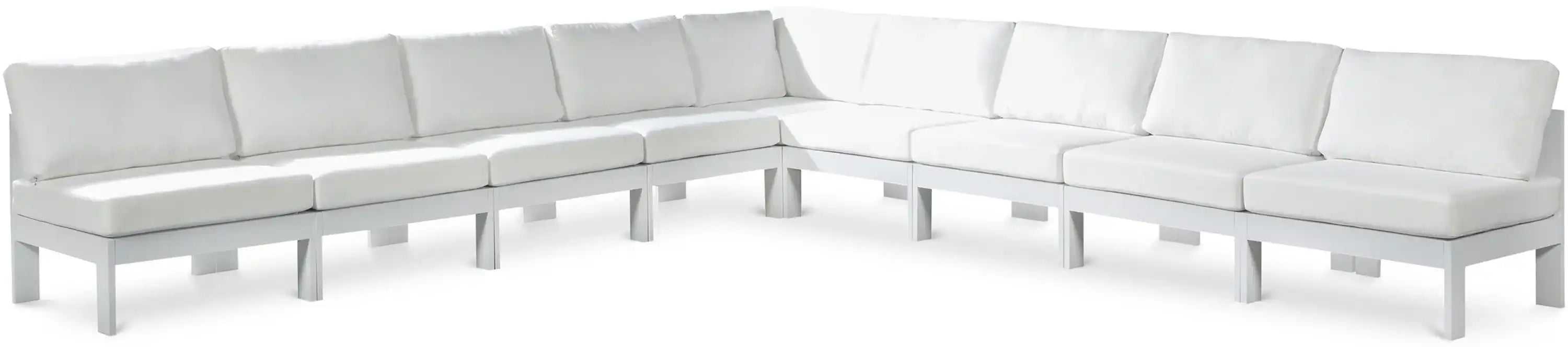 Nizuc - Outdoor Patio 9 Piece Modular Sectional With White Frame - Best Buy Furniture