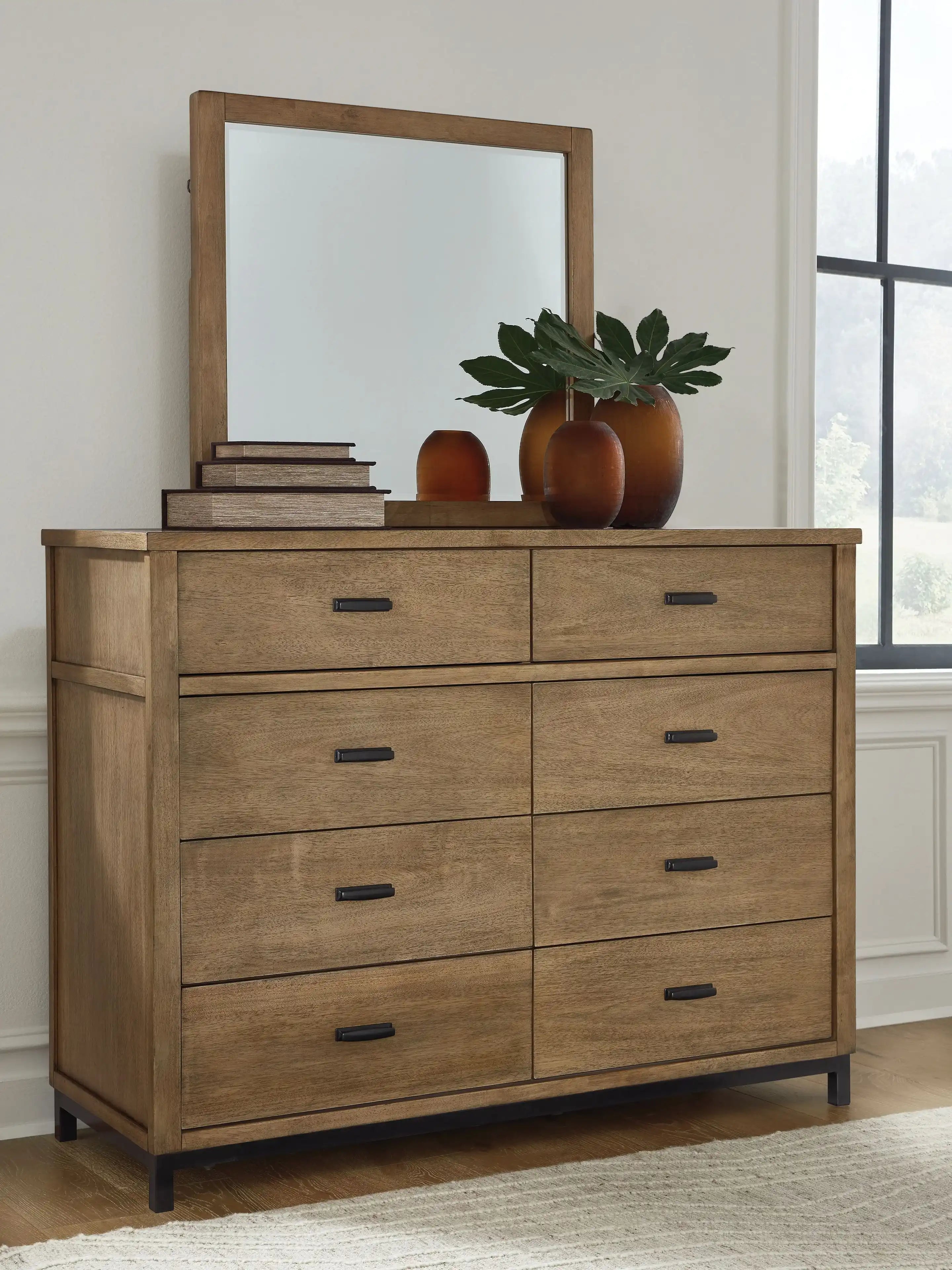 Tomtyn - Dresser And Mirror - Light Brown - Best Buy Furniture