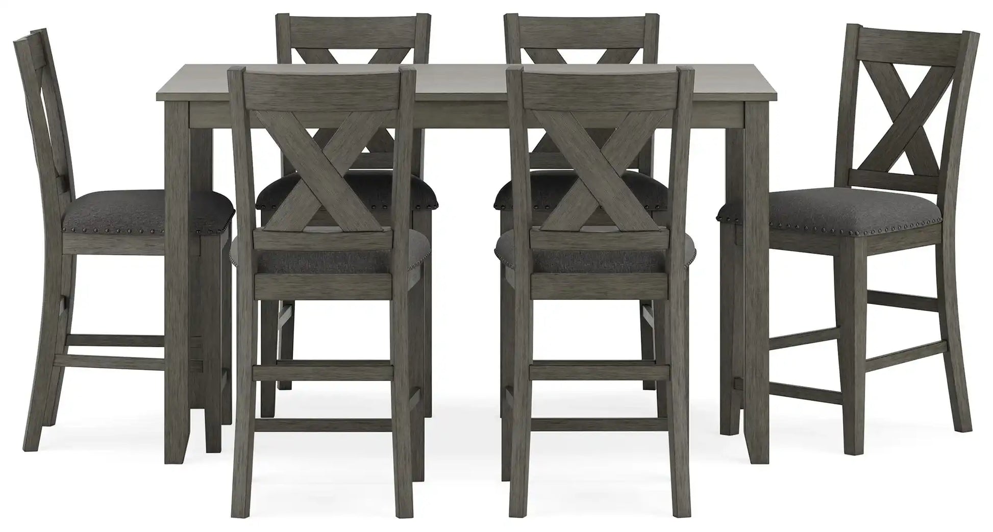 Caitbrook - Rect Drm Counter Table Set (Set of 7) - Gray - Best Buy Furniture