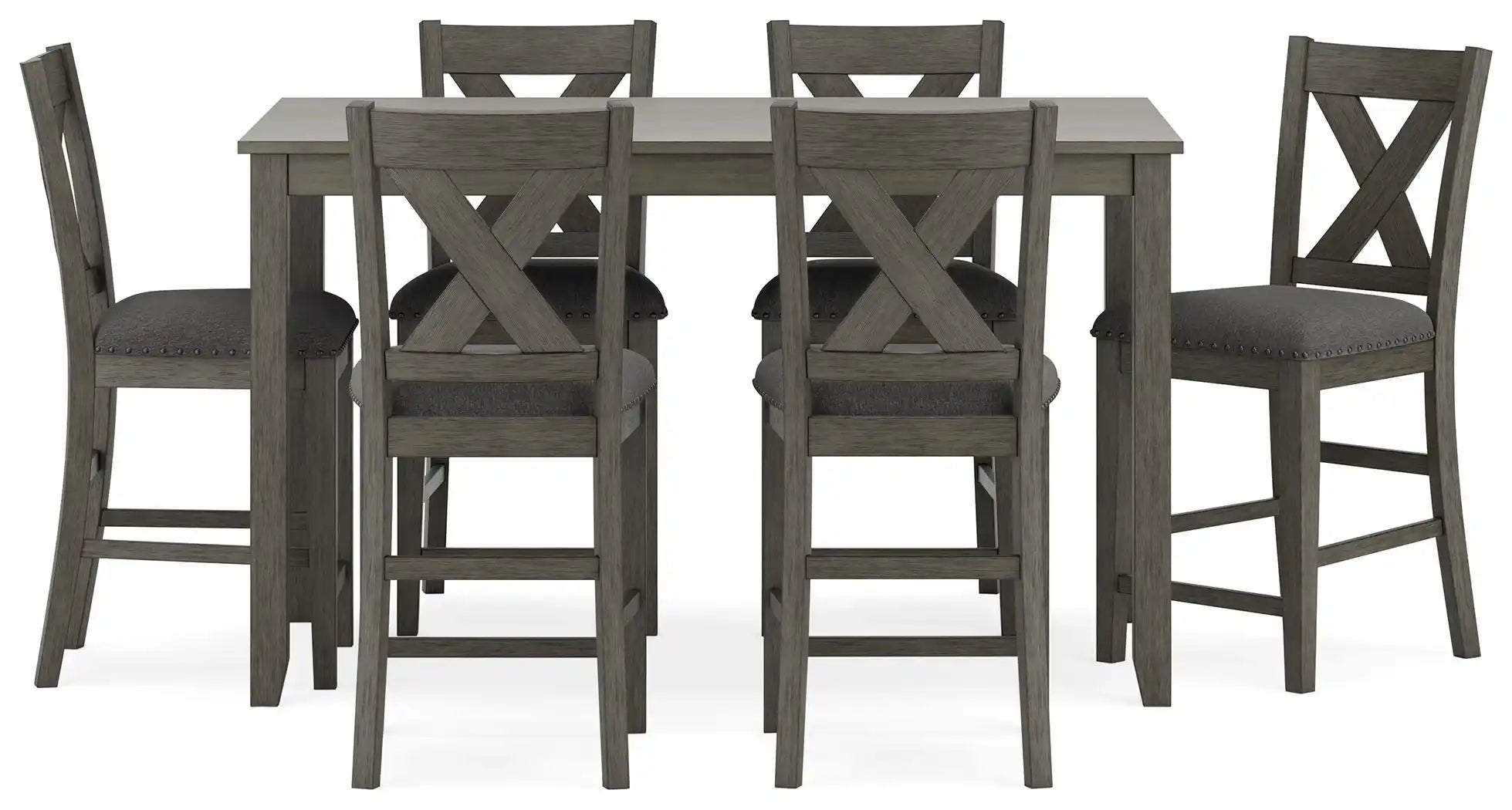 Caitbrook - Rect Drm Counter Table Set (Set of 7) - Gray - Best Buy Furniture