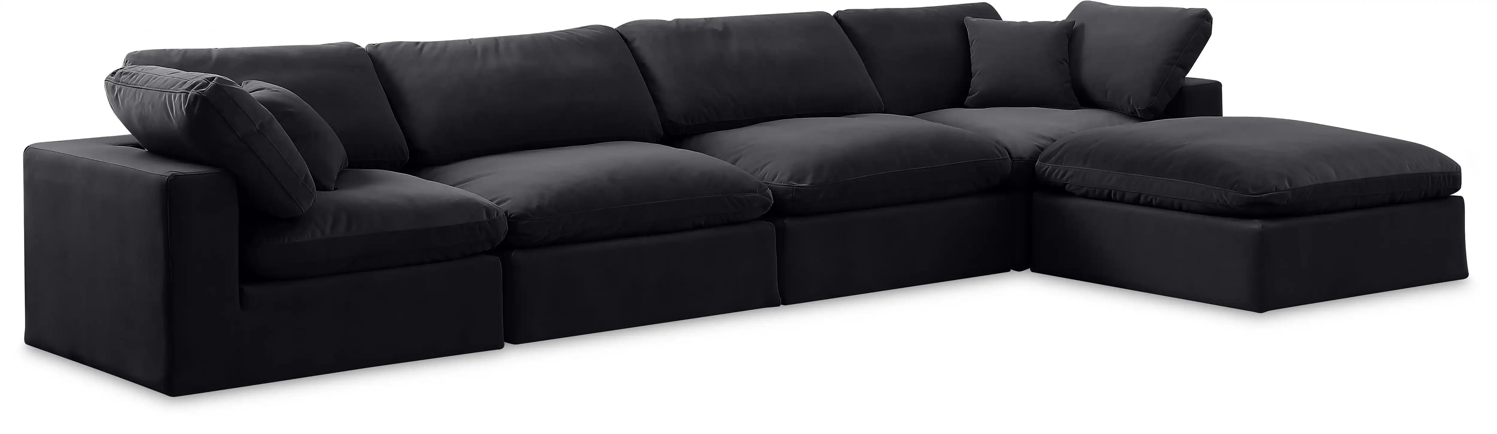 Comfy - 5 Piece Velvet Modular Sectional With Chaise - Best Buy Furniture