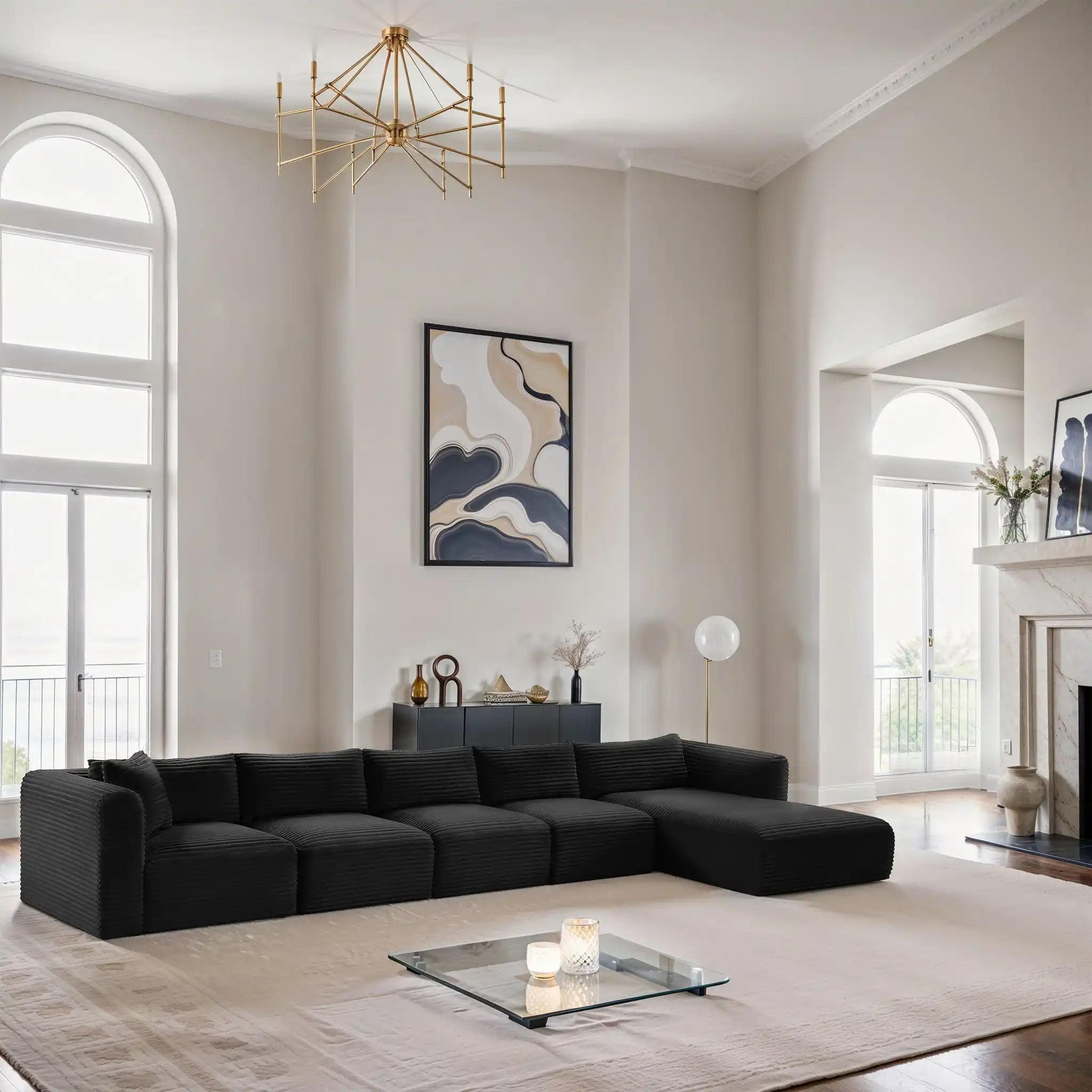 Shaggy - 5 Piece Modular Sectional With Chaise