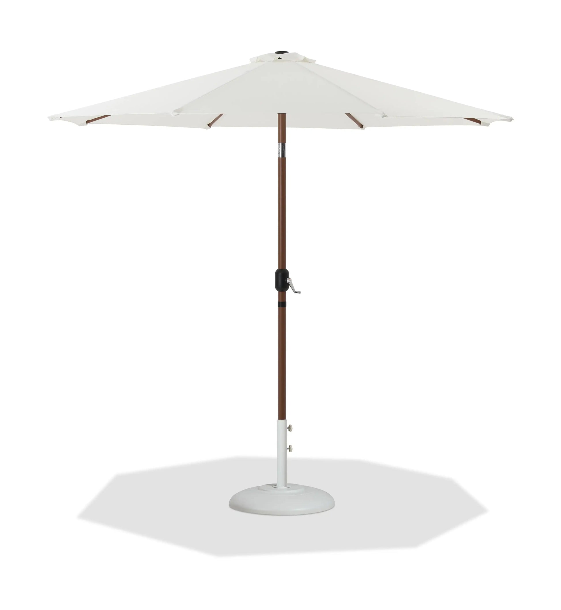 Fiji - Aluminum Patio Umbrella With Round White And Teak Base - Best Buy Furniture