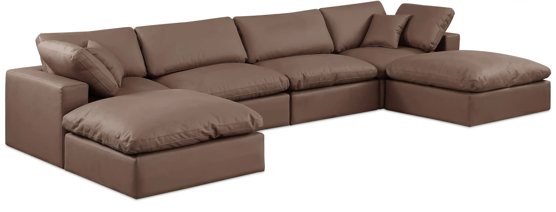 Comfy - 6 Piece Faux Leather Modular Double Chaise Sectional - Best Buy Furniture