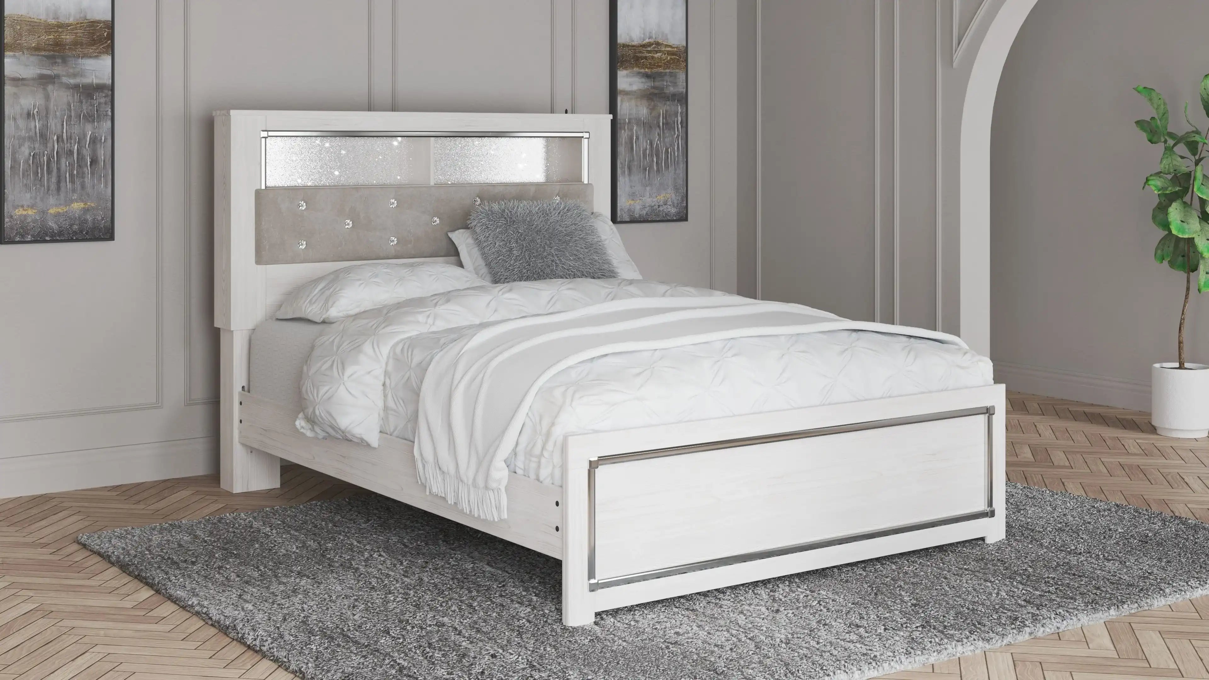 Altyra - Queen Panel Bookcase Bed With Roll Slats - White - Best Buy Furniture