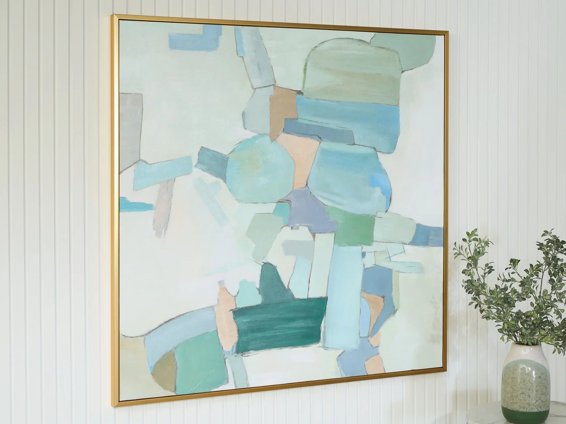 Wynburn - Wall Art - White / Blue / Green - Best Buy Furniture