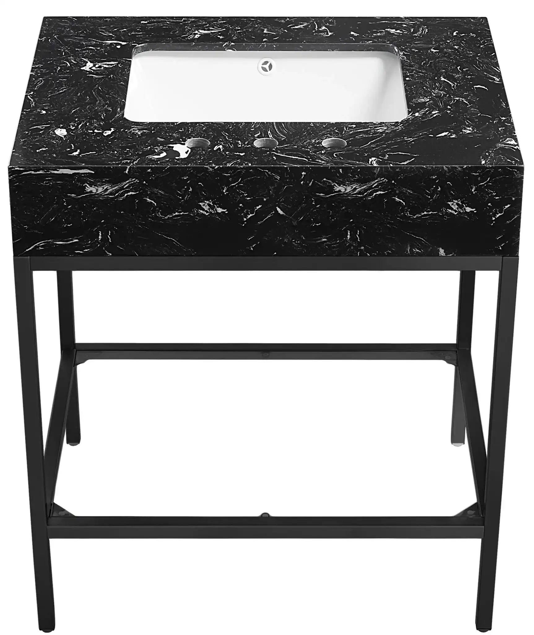 Marmo - Engineered Marble Bathroom Vanity With Black Base
