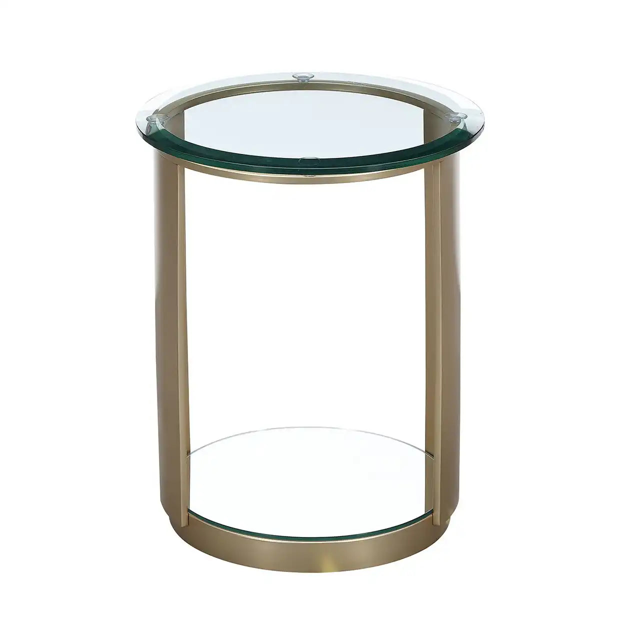 Houston - Round Chairside Table - Brushed Gold - Best Buy Furniture