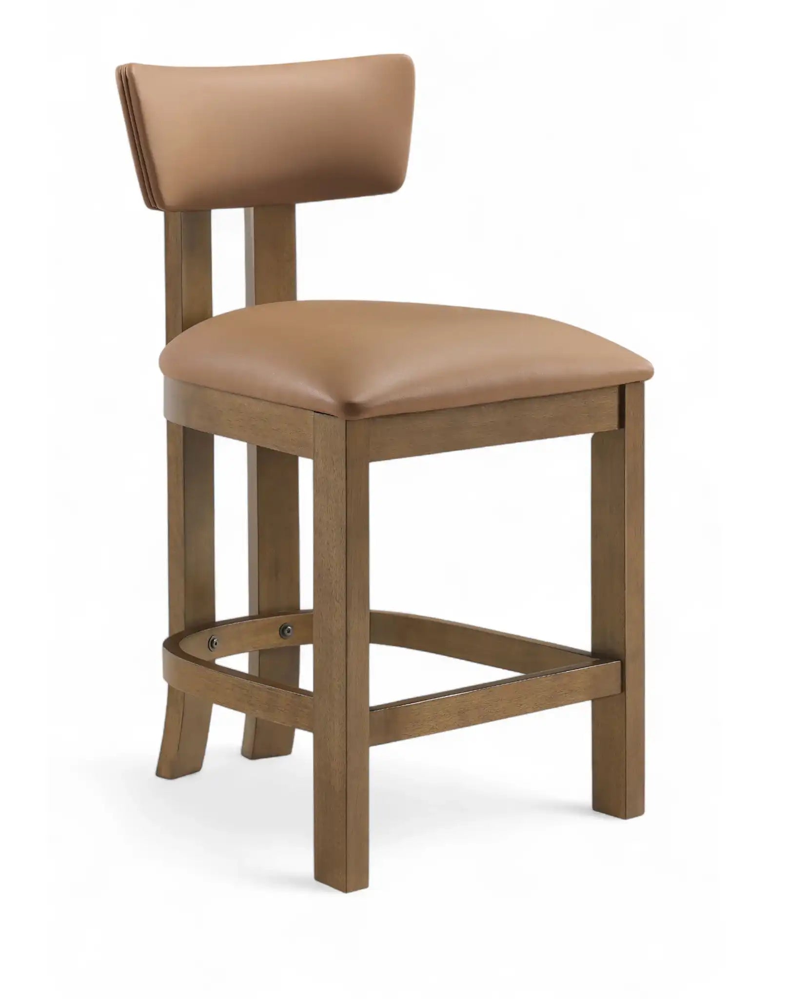 Lavrin - Vegan Leather Upholstered Counter Stool (Set of 2) - Walnut Base - Best Buy Furniture