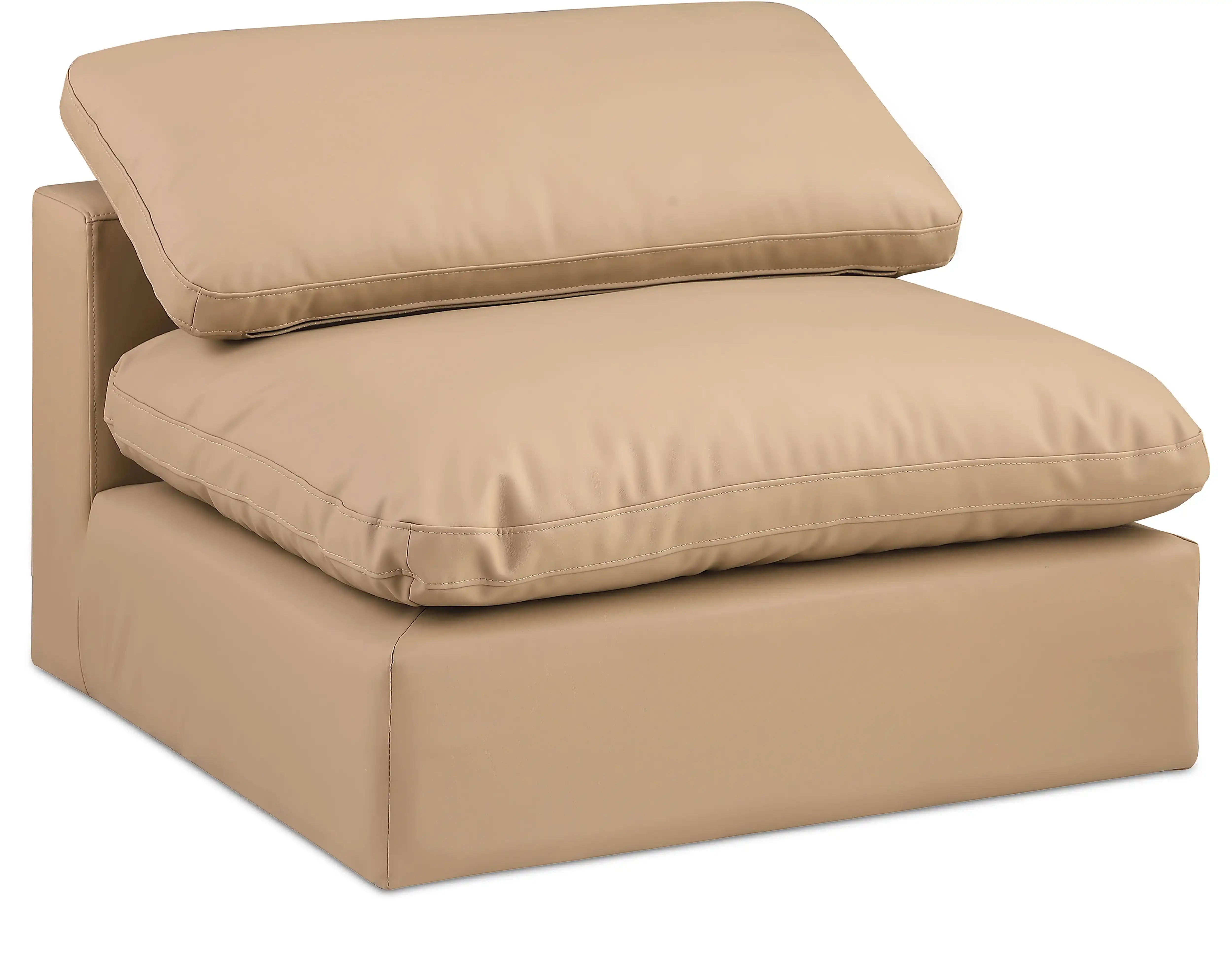 Comfy - Faux Leather Armless Chair - Tan - Best Buy Furniture