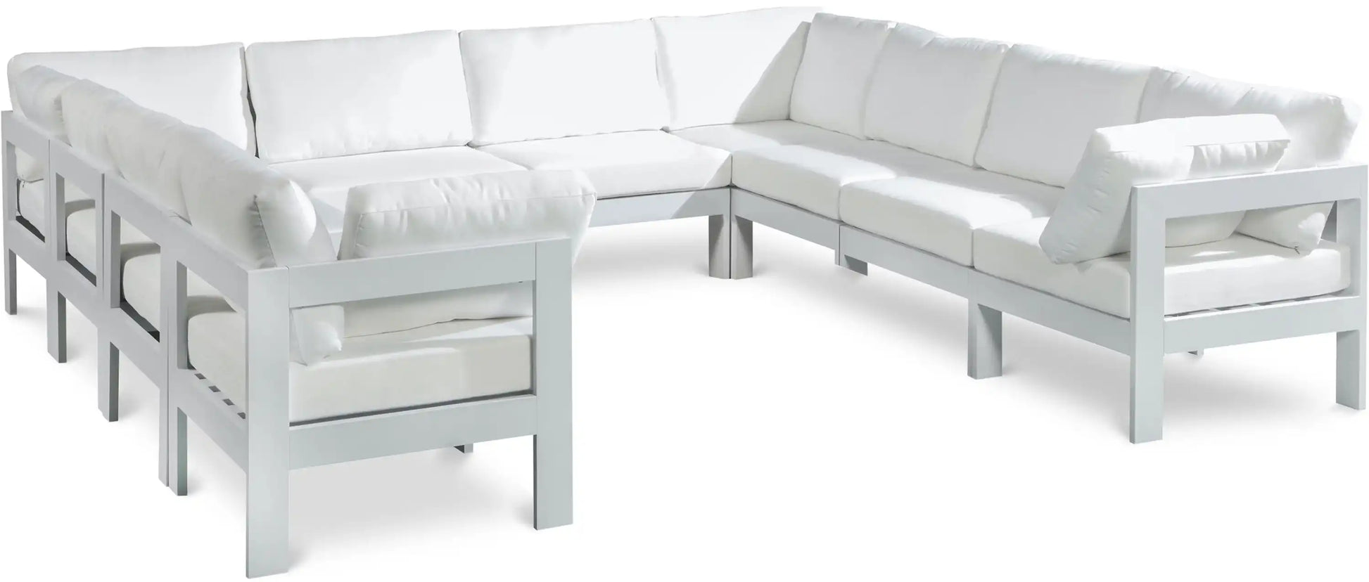 Nizuc - Outdoor Patio 10 Piece Modular Sectional With White Frame - Best Buy Furniture