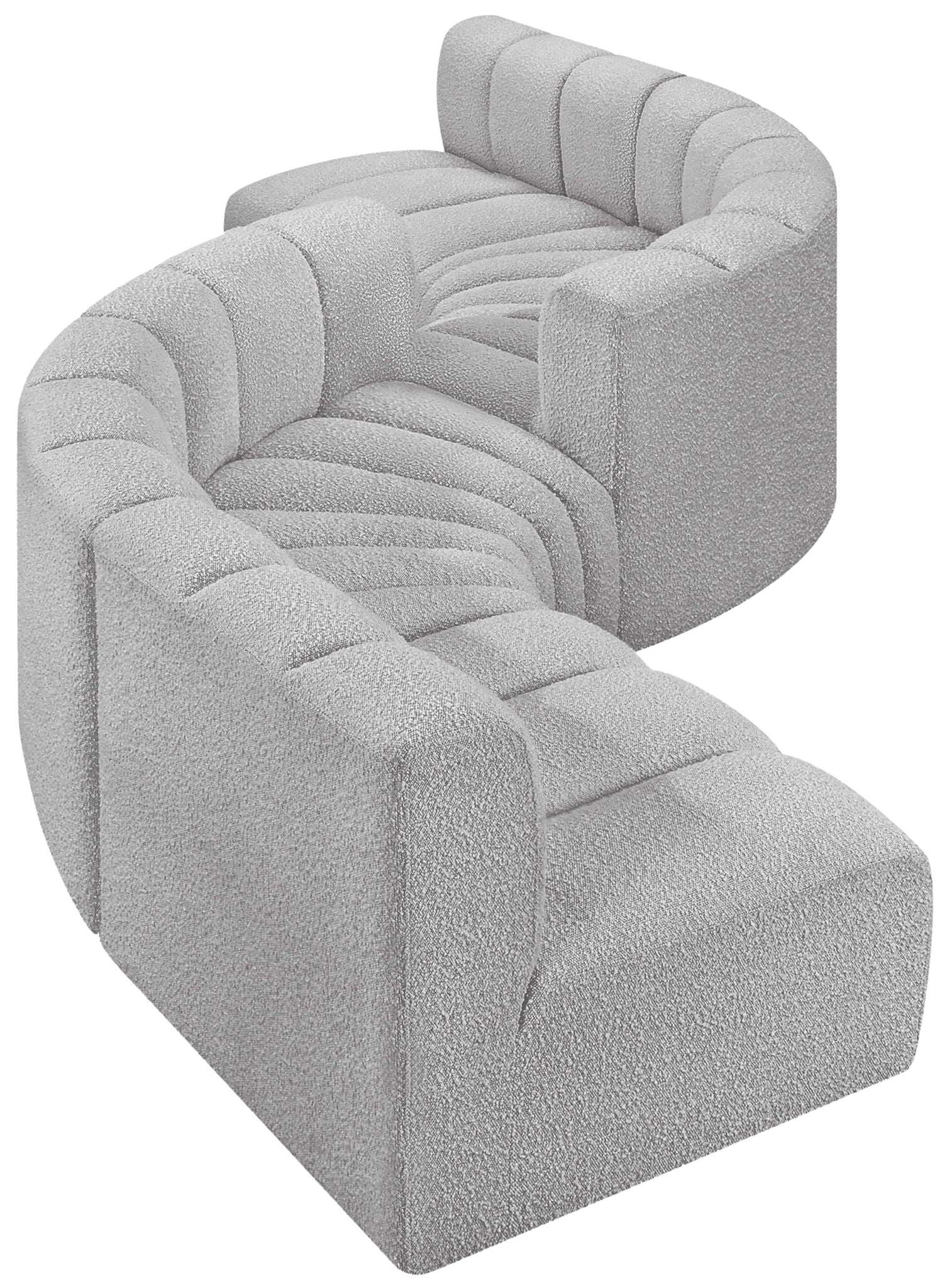 Arc - Boucle Fabric 6 Piece Modular Sofa - Black