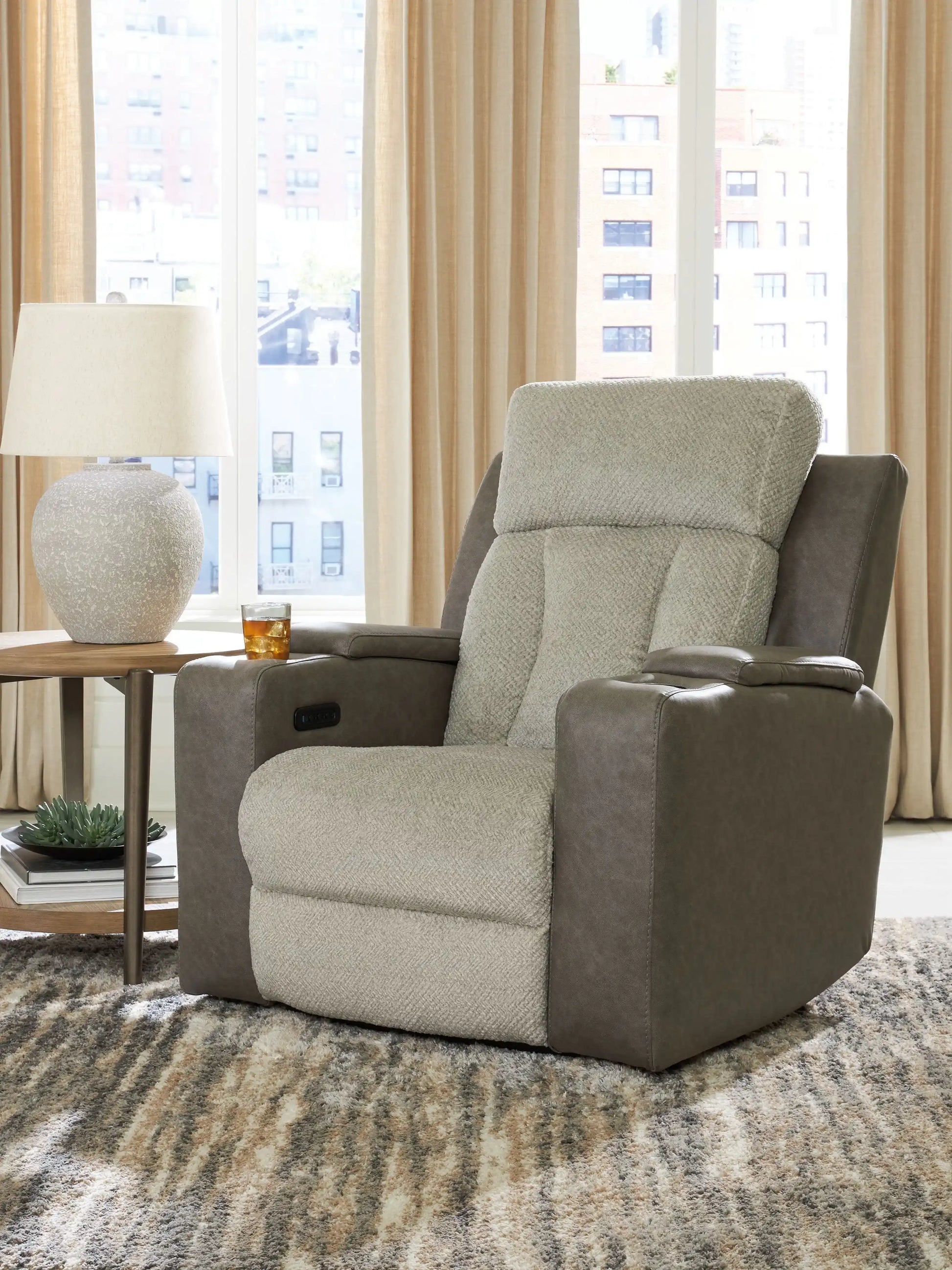 WhipLash - Power Recliner With Adj Headrest - Sisal - Best Buy Furniture