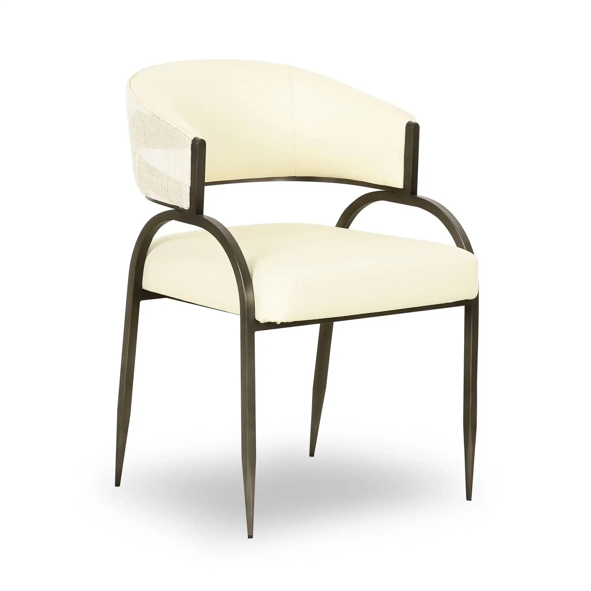 Tatum - Vegan Leather And 2-Tone Jacquard Dining Chair - Cream - Best Buy Furniture