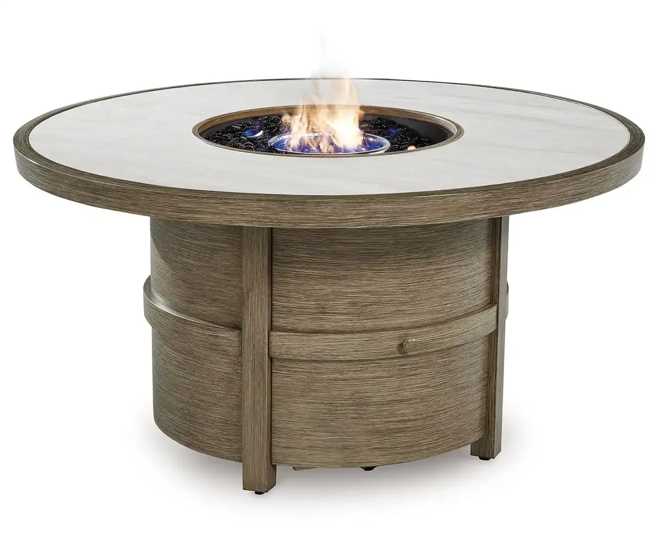 Rainier Ranch - Round Fire Pit Table - Beige - Best Buy Furniture