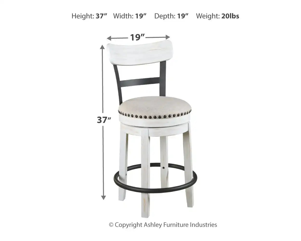 Valebeck - Full Back Swivel Stool - Best Buy Furniture