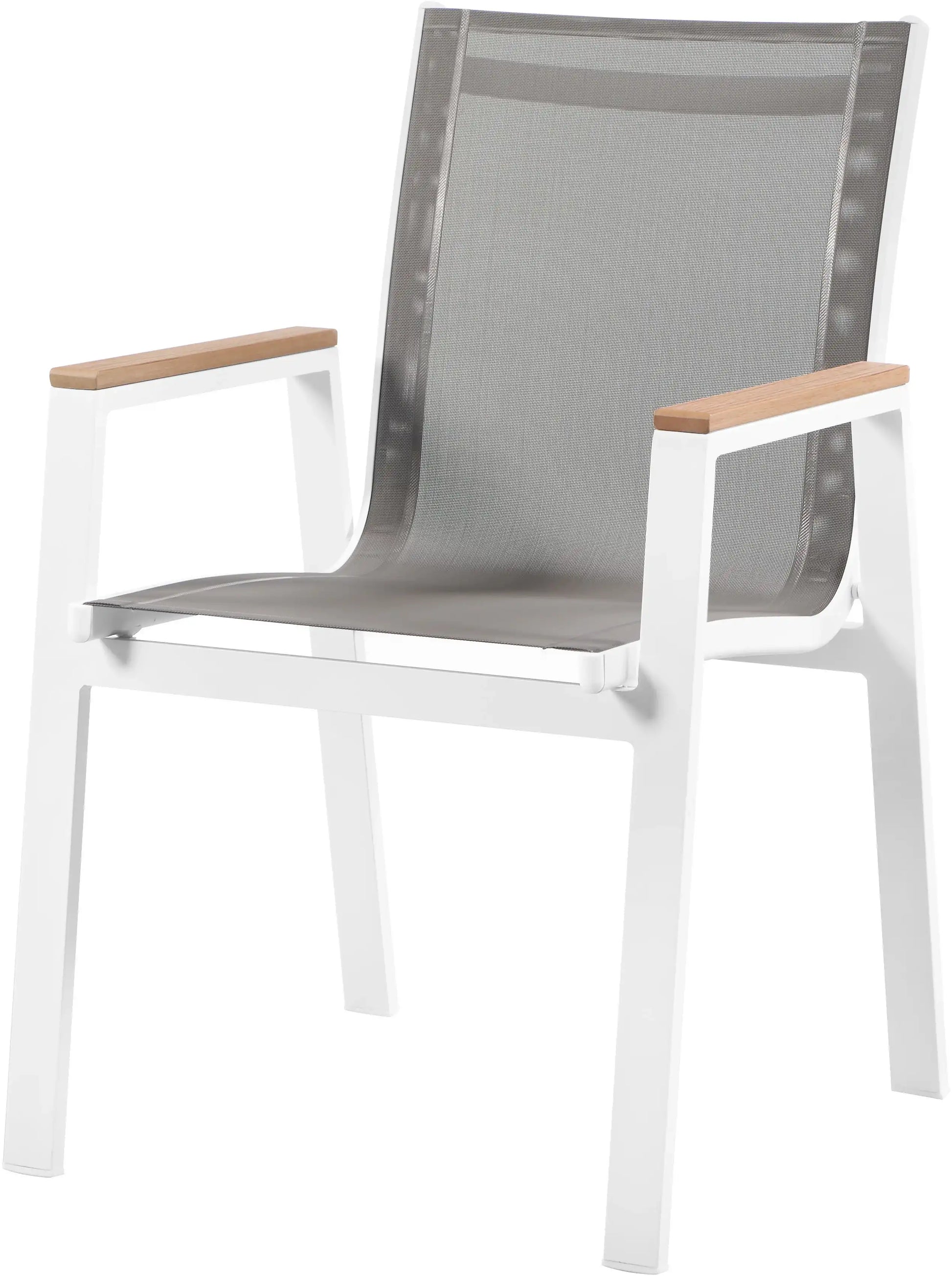 Nizuc - Outdoor Patio Dining Arm Chair With White Frame And Natural Arms (Set of 2) - Best Buy Furniture
