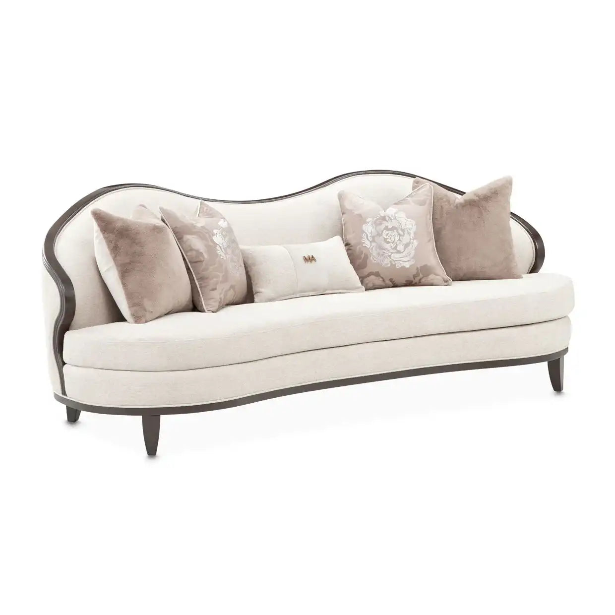 Camellia Field - Chenille Sofa - Beige / Dark Brown - Best Buy Furniture