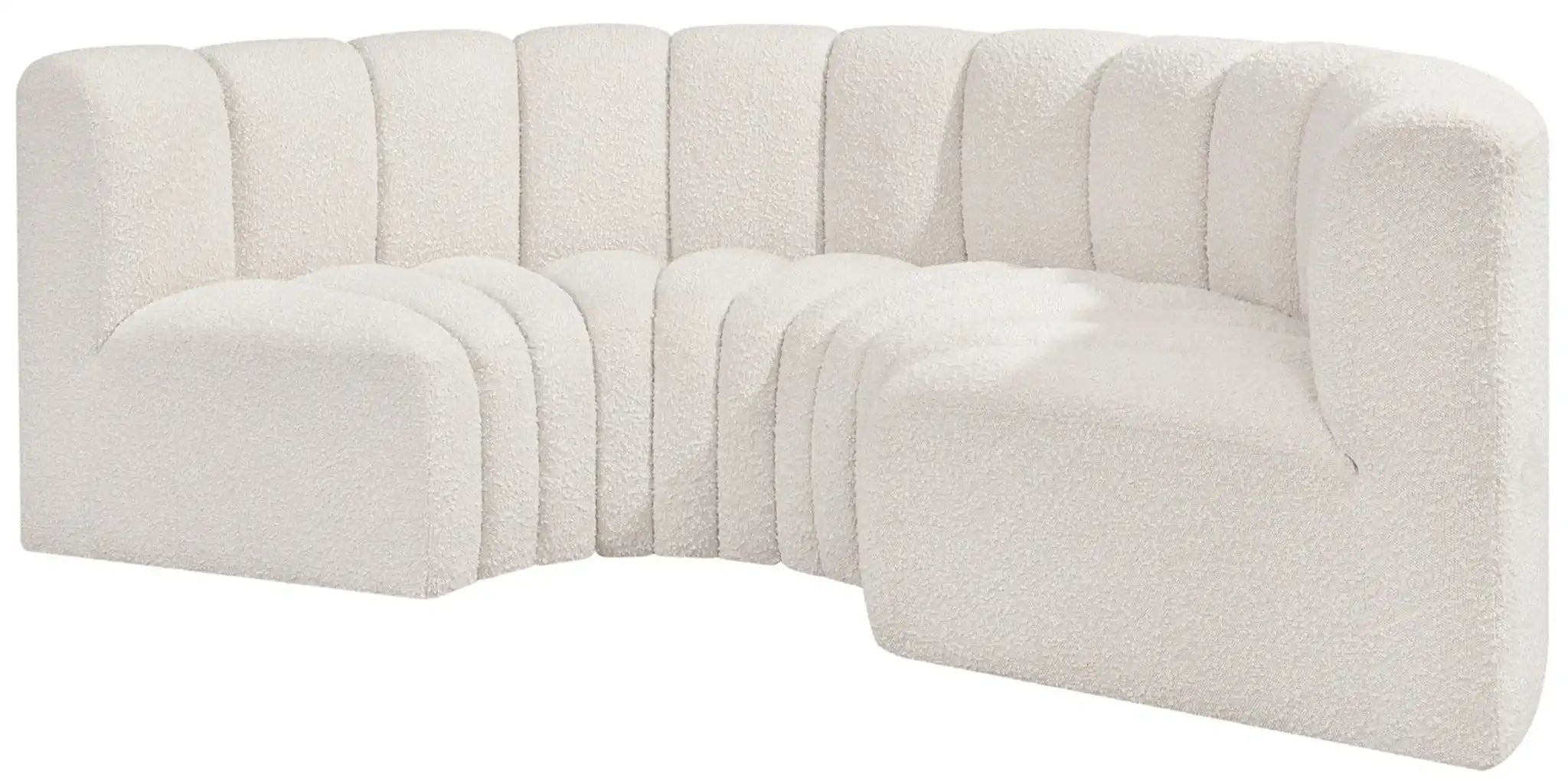 Arc - Boucle Fabric 4 Piece U-Shaped Modular Sofa