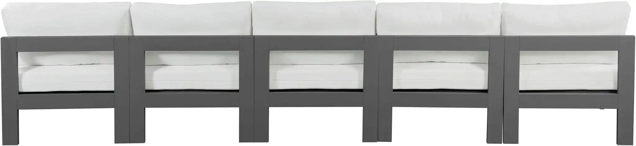 Nizuc - Outdoor Patio 5 Seat Modular Armless Sofa With Gray Frame