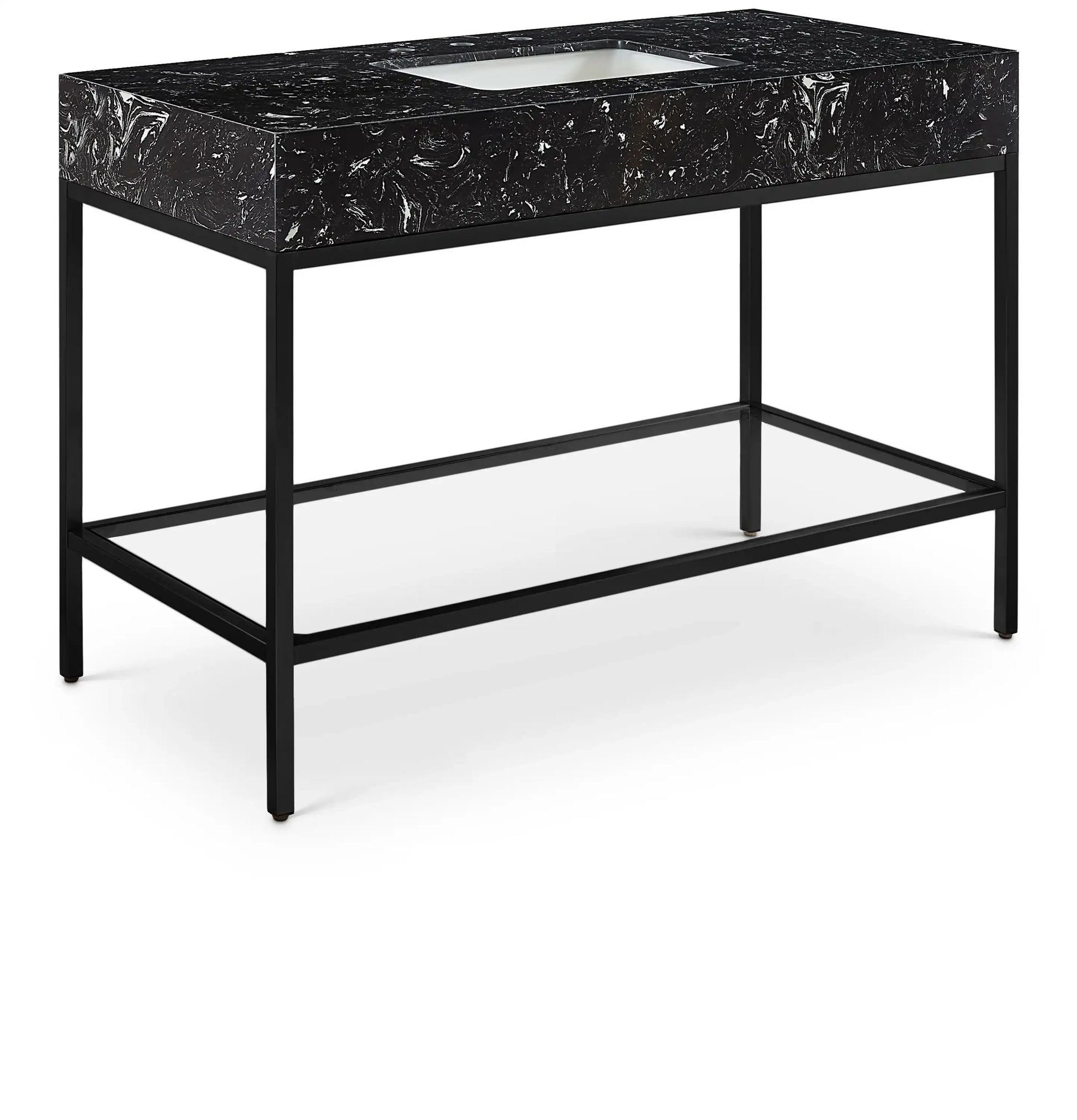 Marmo - Engineered Marble Bathroom Vanity With Black Base - Best Buy Furniture
