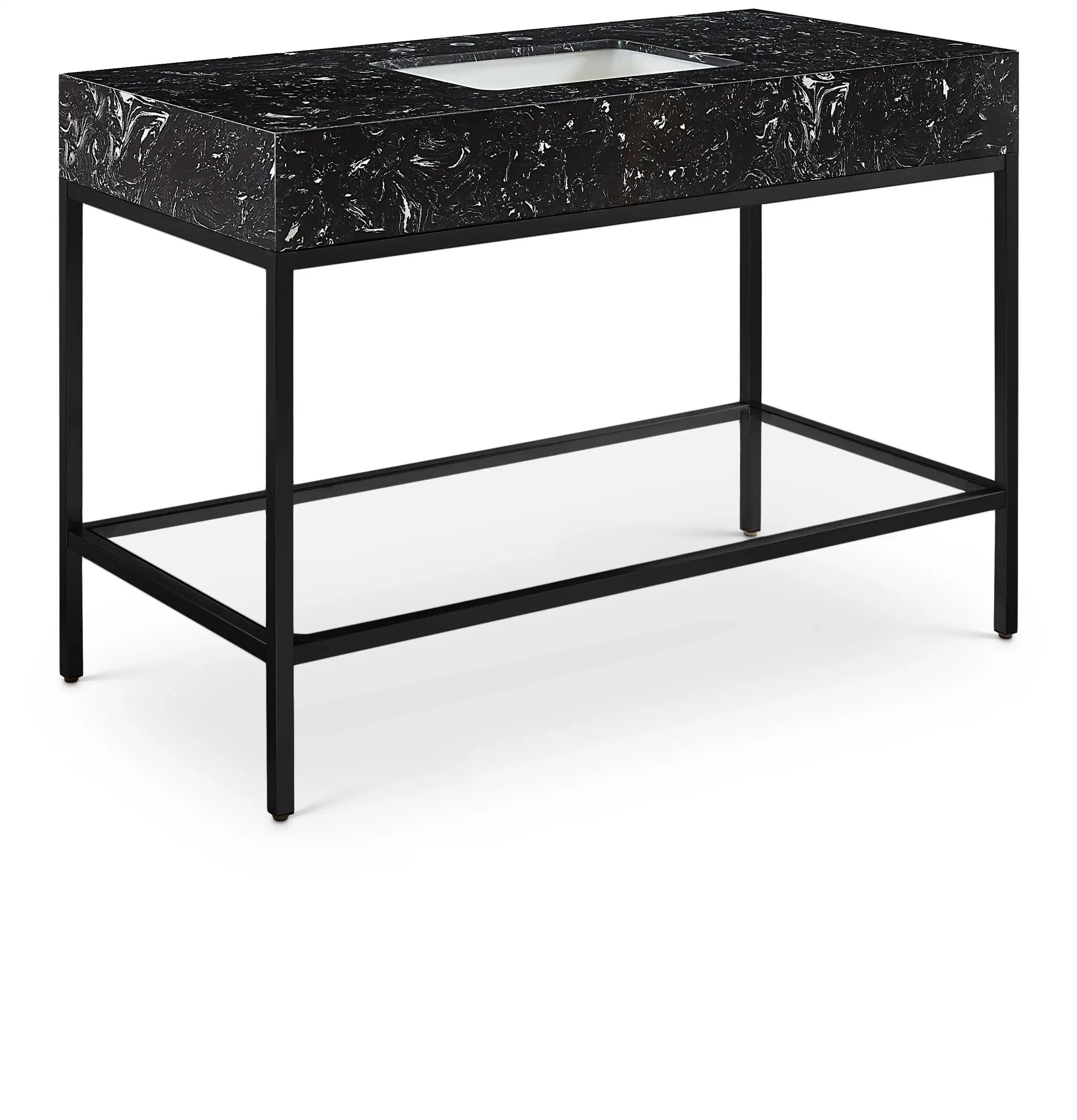 Marmo - Engineered Marble Bathroom Vanity With Black Base - Best Buy Furniture