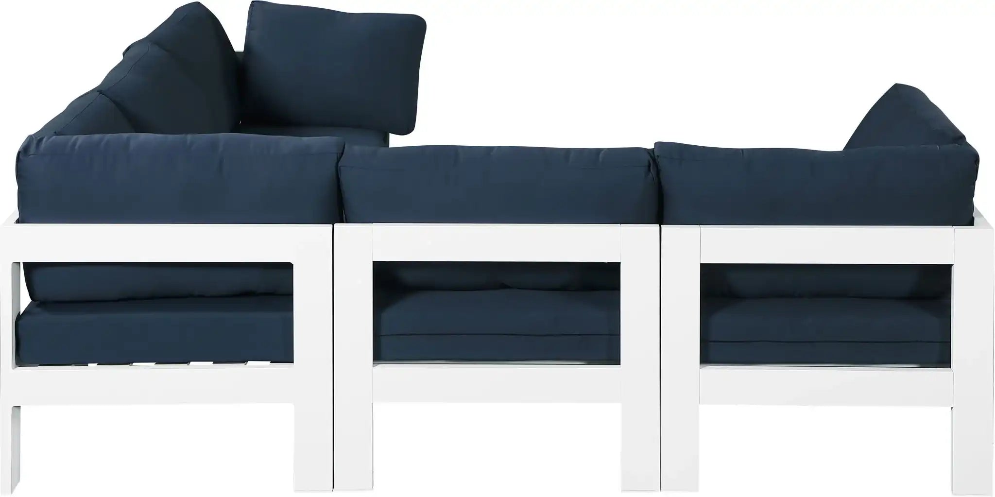 Nizuc - Outdoor Patio 5 Piece Modular Sectional With White Frame