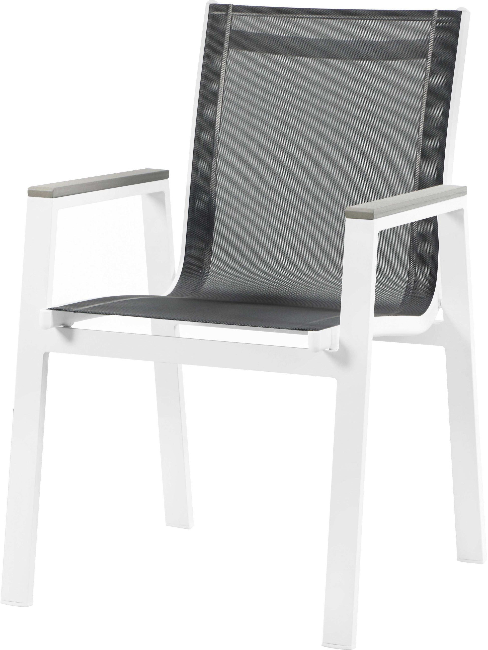 Nizuc - Outdoor Patio Dining Arm Chair With White Frame And Gray Arms (Set of 2) - Best Buy Furniture