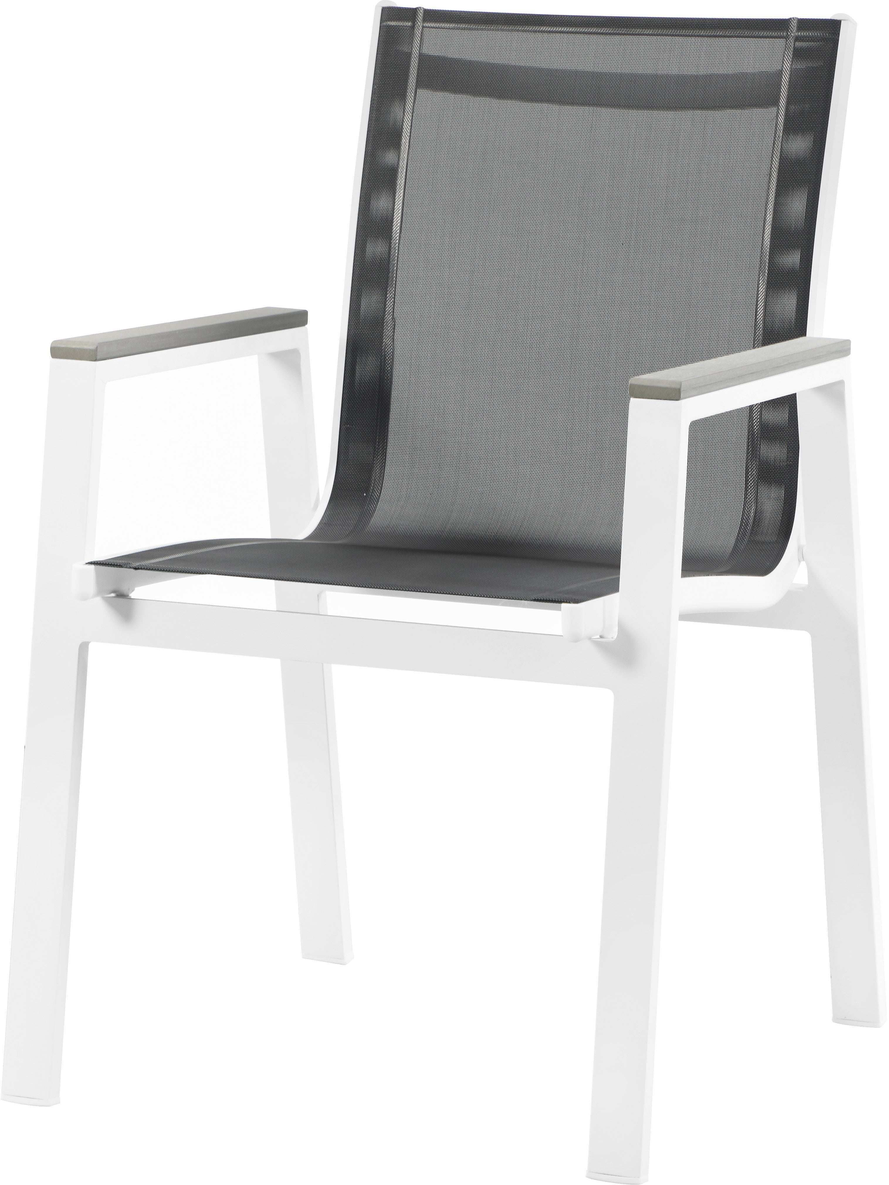 Nizuc - Outdoor Patio Dining Arm Chair With White Frame And Gray Arms (Set of 2) - Best Buy Furniture