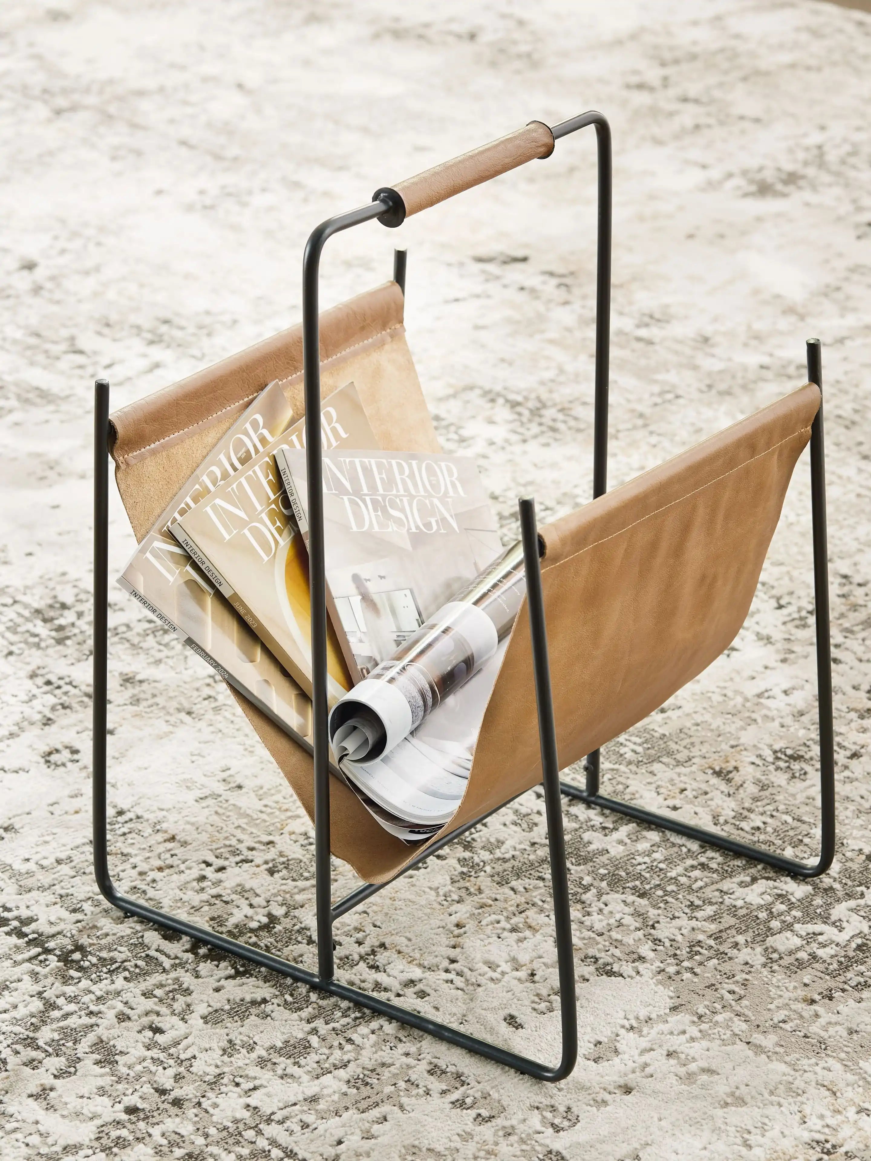 Faronworth - Magazine Rack - Brown / Black - Best Buy Furniture
