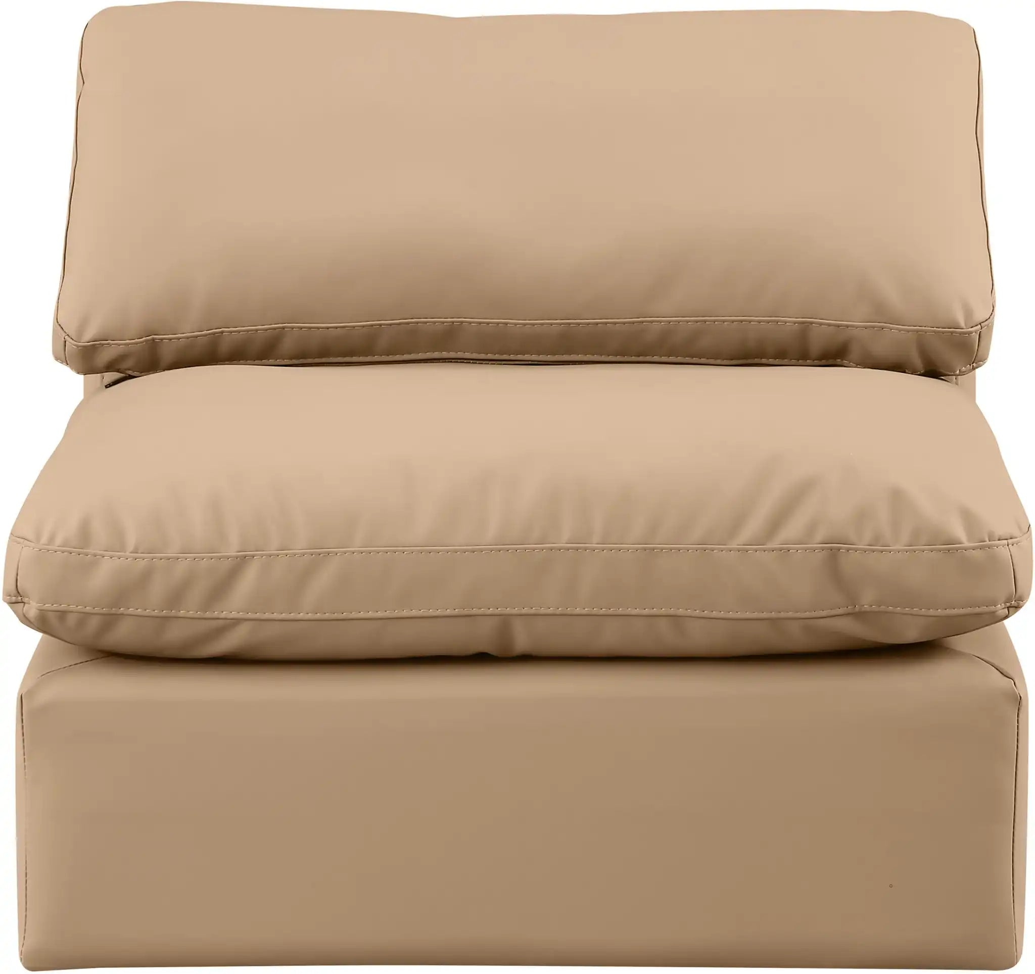 Indulge - Faux Leather Armless Chair - Tan