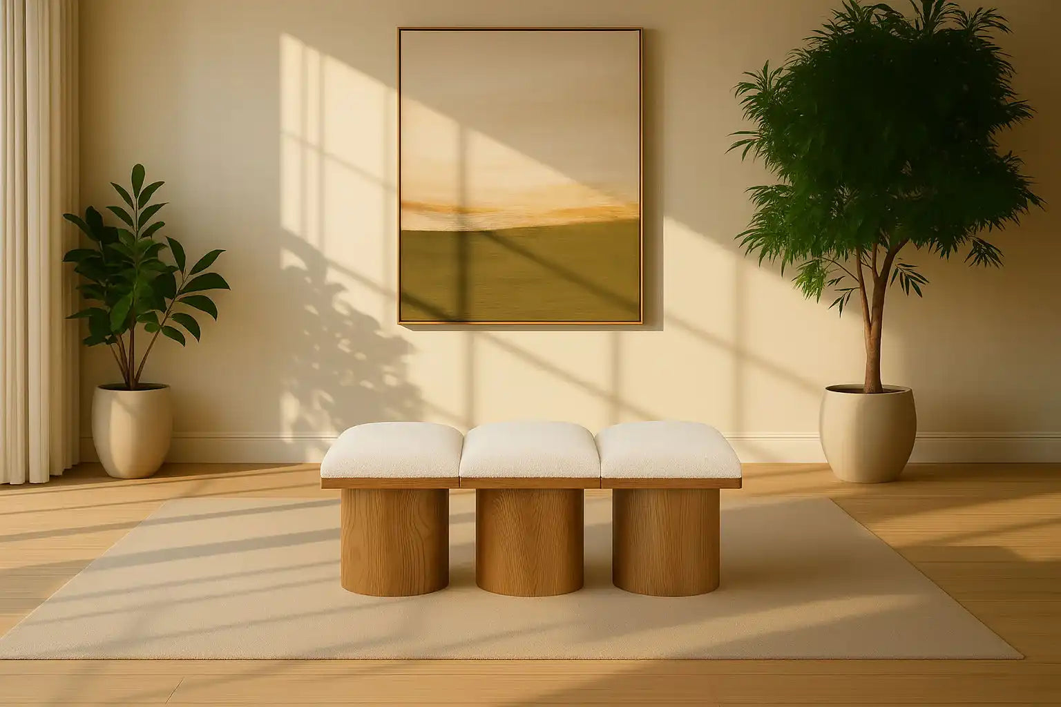 Pavilion - 3 Piece Modular Bench With Brown Base