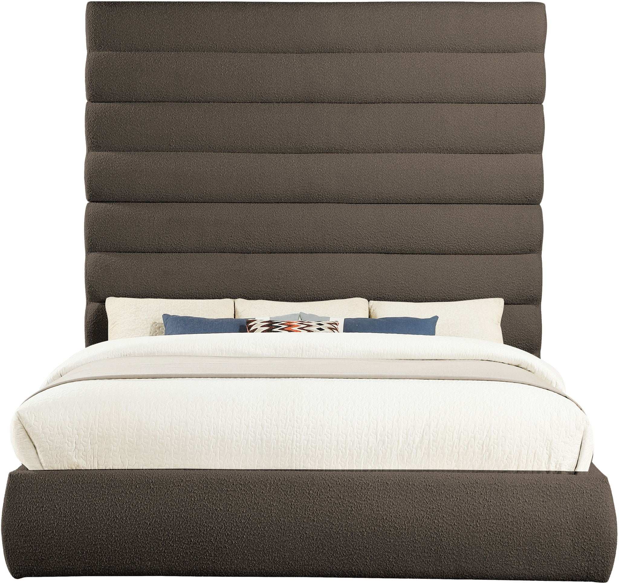 Adam - Boucle Fabric Bed With 89" Headboard