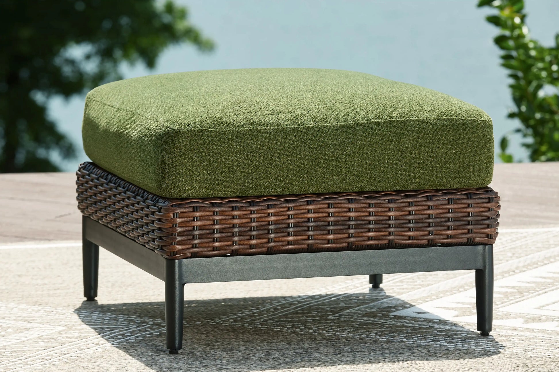 Horizon Hall - Ottoman With Cushion - Brown / Green - Best Buy Furniture