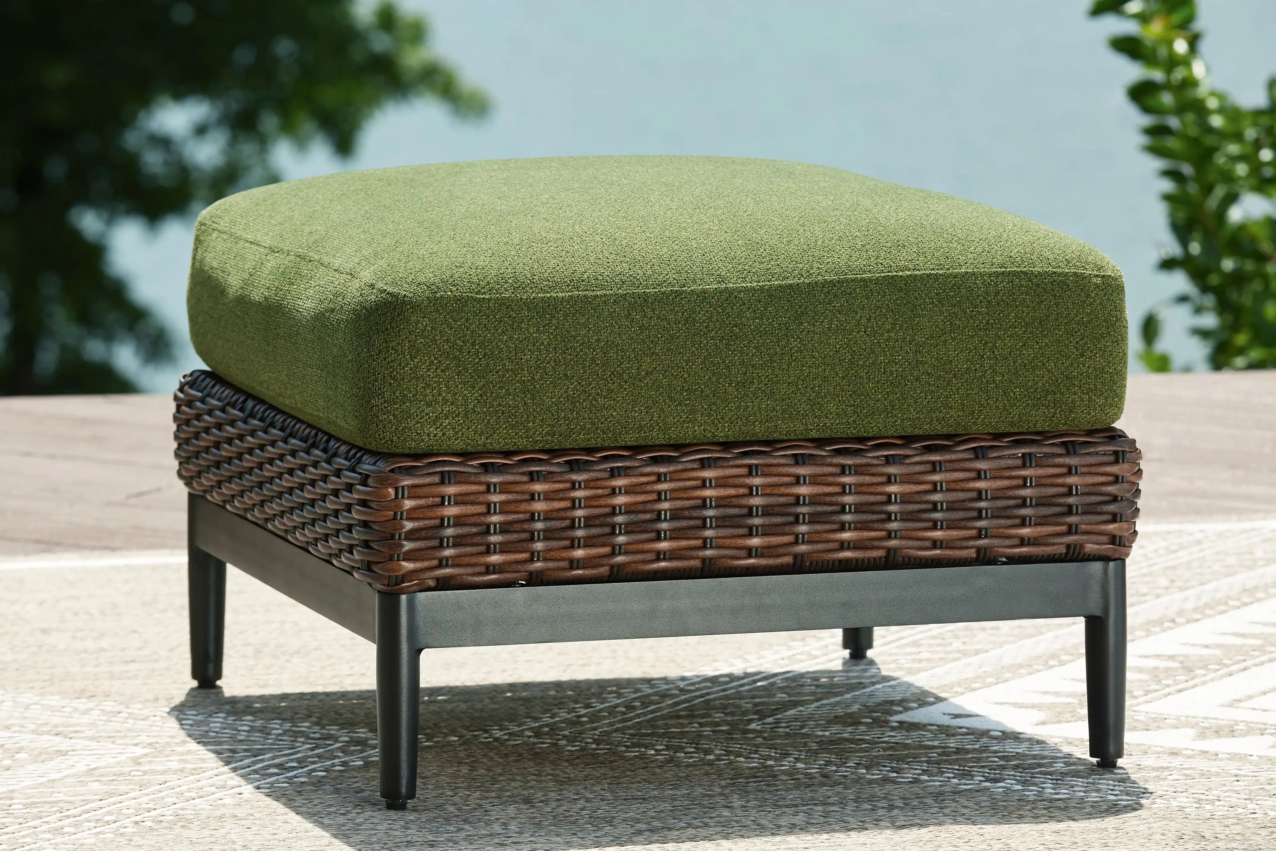 Horizon Hall - Ottoman With Cushion - Brown / Green - Best Buy Furniture