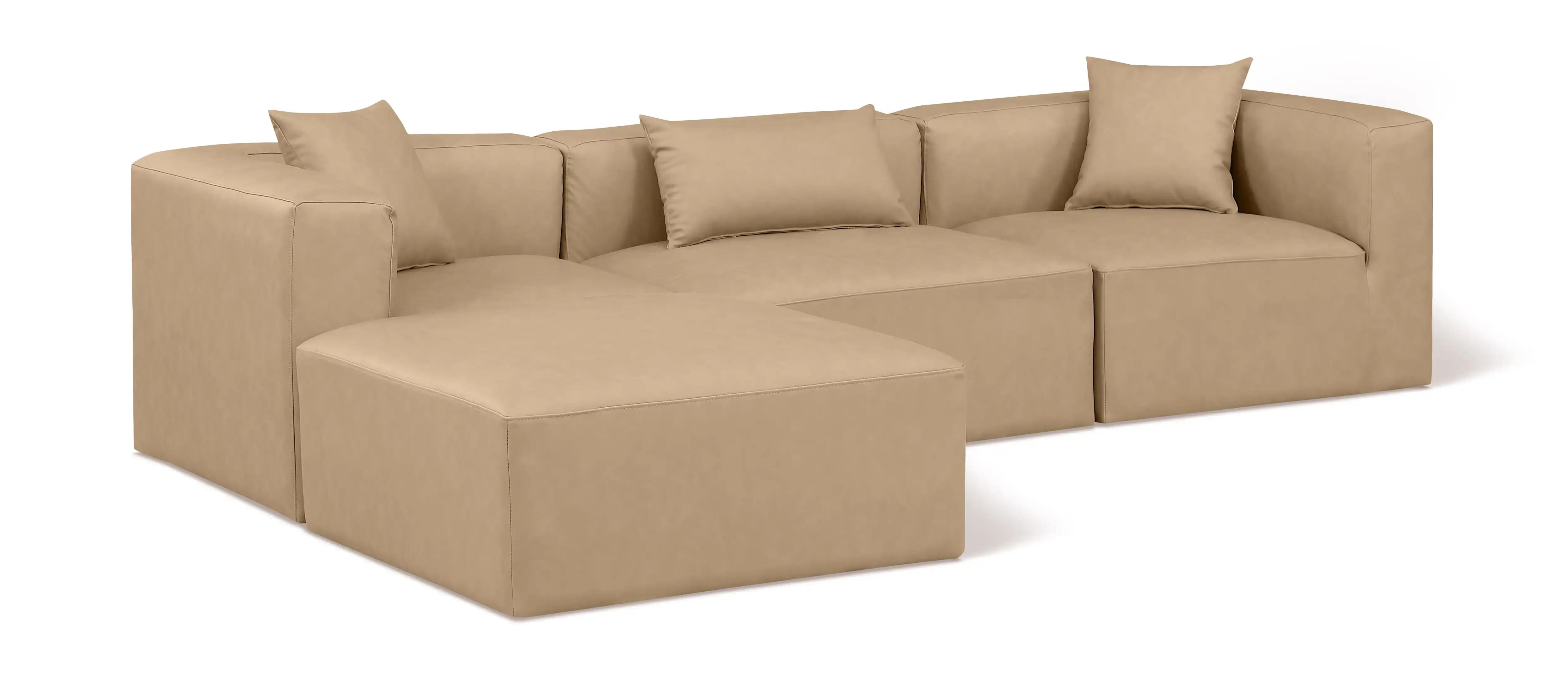 Cube - 4 Piece Modular Sectional With Chaise - Tan - Best Buy Furniture