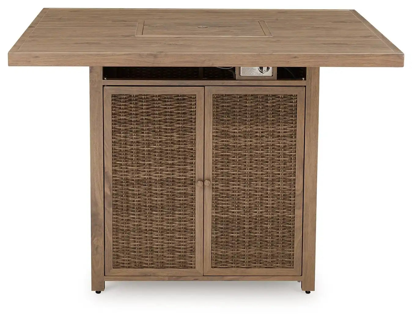 Walton Bridge - Square Bar Table W/Fire Pit - Driftwood - Best Buy Furniture