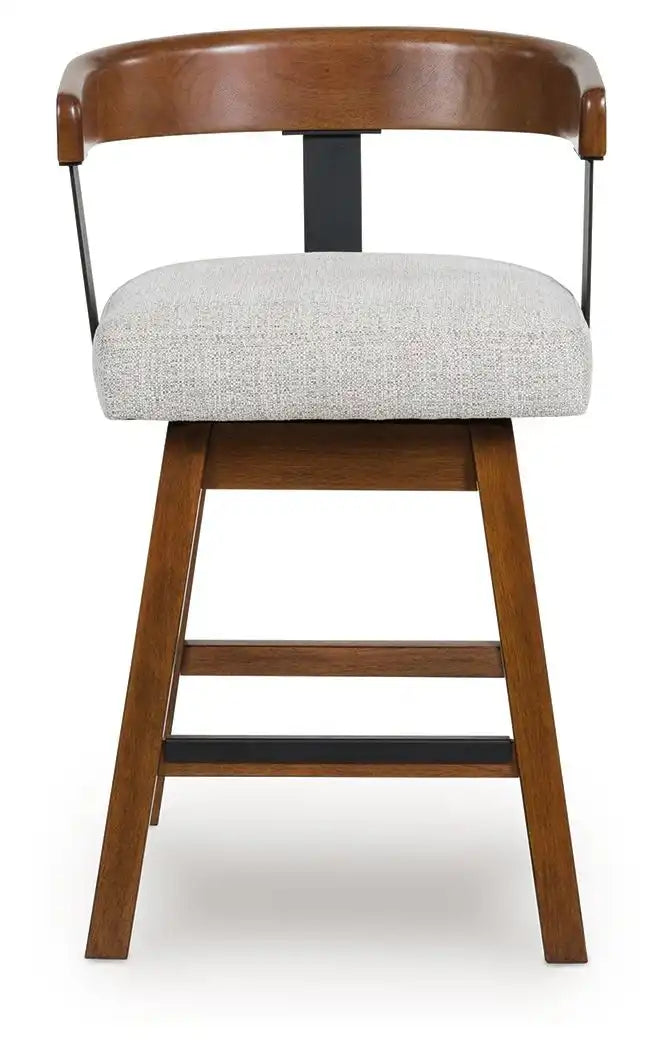 Ralene - Upholstered Swivel Barstool (Set of 2) - Medium Brown - Best Buy Furniture