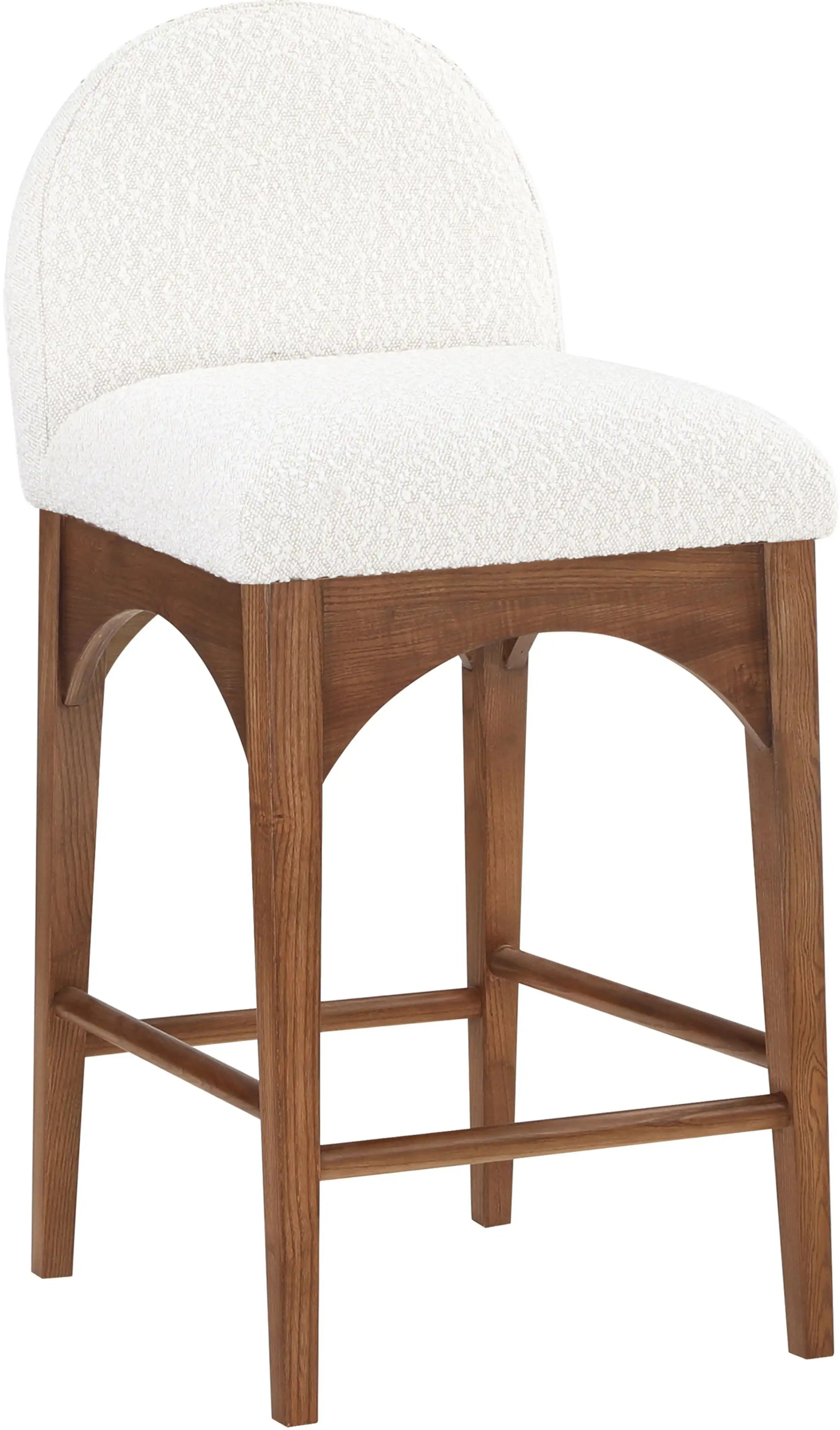 Waldorf - Boucle Stool With Brown Legs - Best Buy Furniture