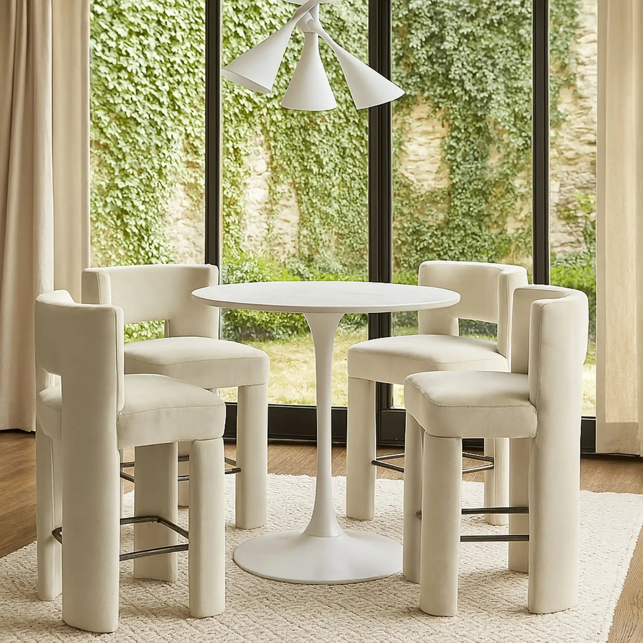 Zuno - Velvet Performance Fabric Upholstered Counter Stool (Set of 2)