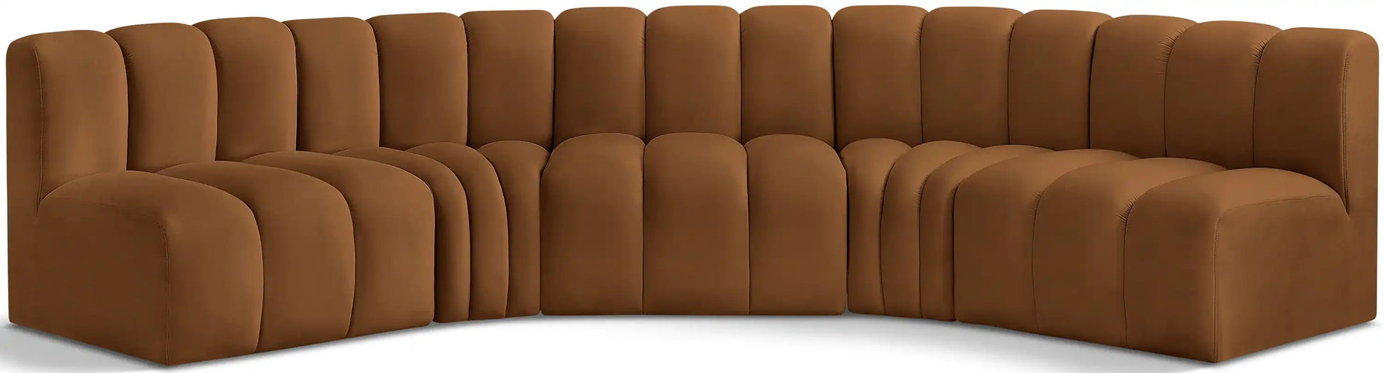 Arc - Velvet 5 Piece U-Shaped Modular Sofa - Saddle - Best Buy Furniture