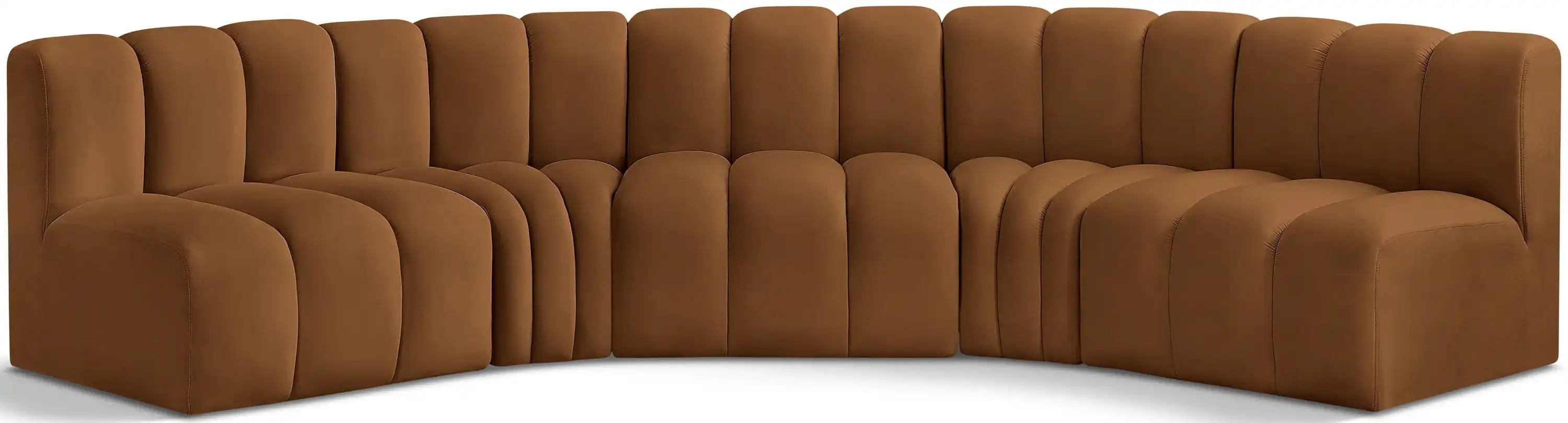 Arc - Velvet 5 Piece U-Shaped Modular Sofa - Saddle - Best Buy Furniture