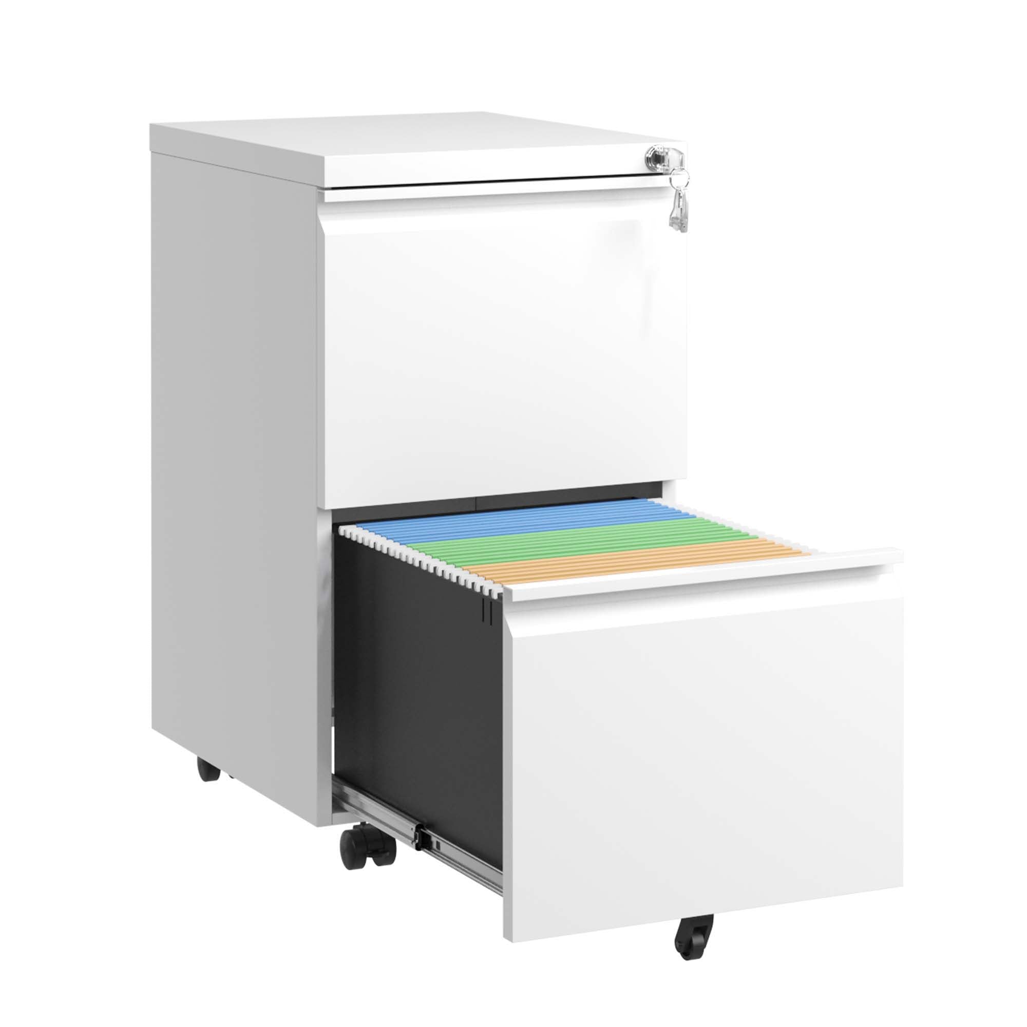 Metal Drawer Mobile File Cabinet With Lock For Home Office Organizer