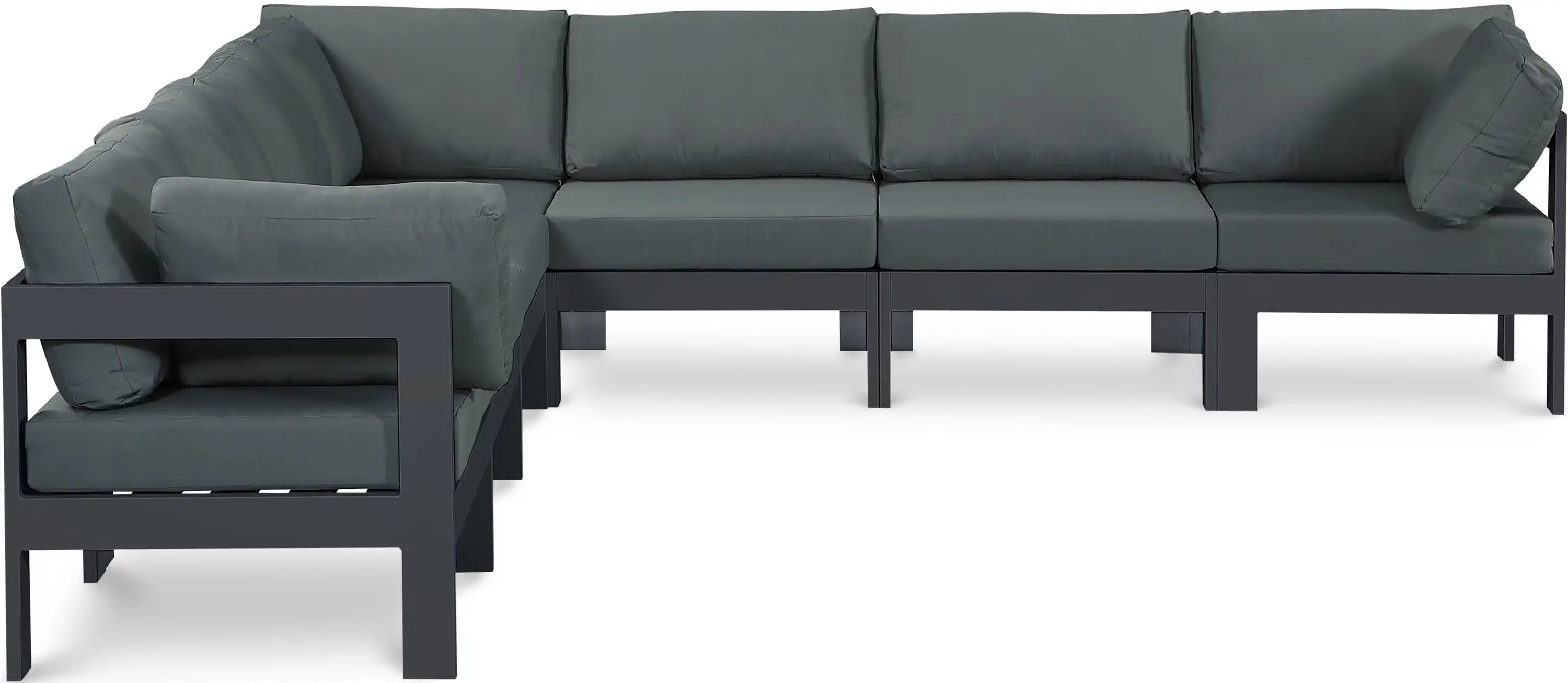 Nizuc - Outdoor Patio 7 Piece Modular Sectional With Gray Frame - Best Buy Furniture