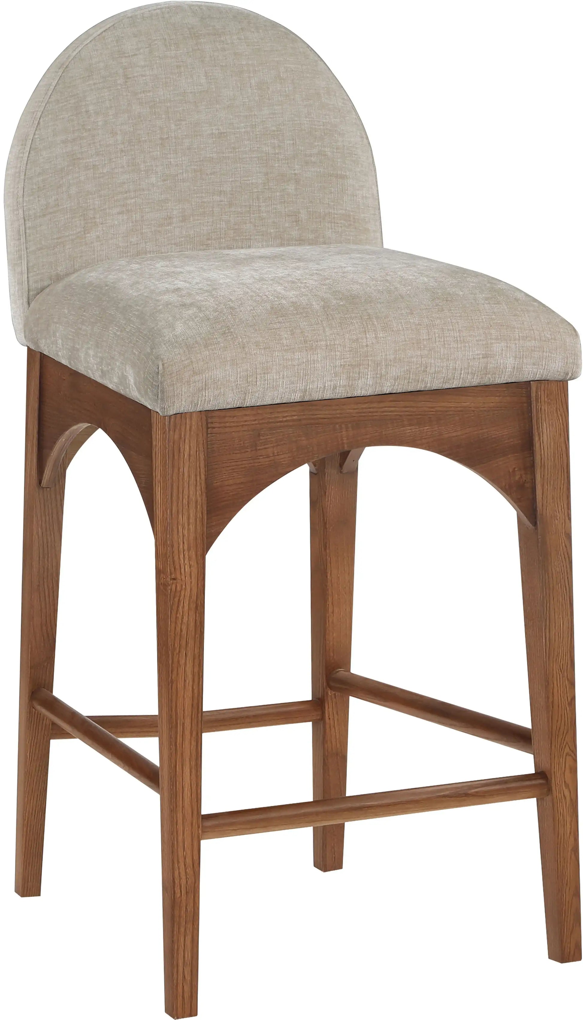Waldorf - Chenille Stool With Brown Legs - Best Buy Furniture