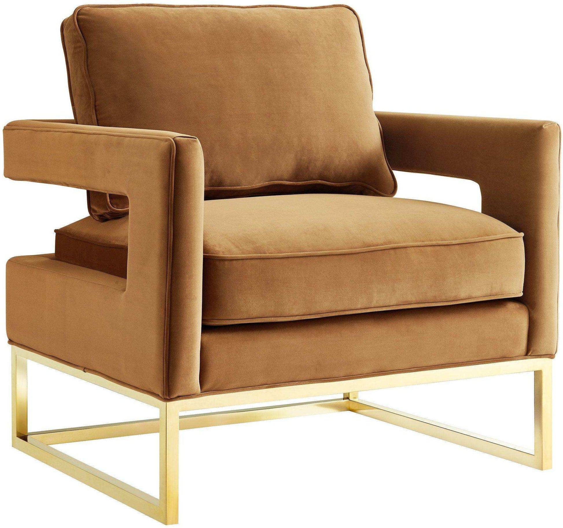 Avery - Velvet Chair With Polished Gold Base - Best Buy Furniture