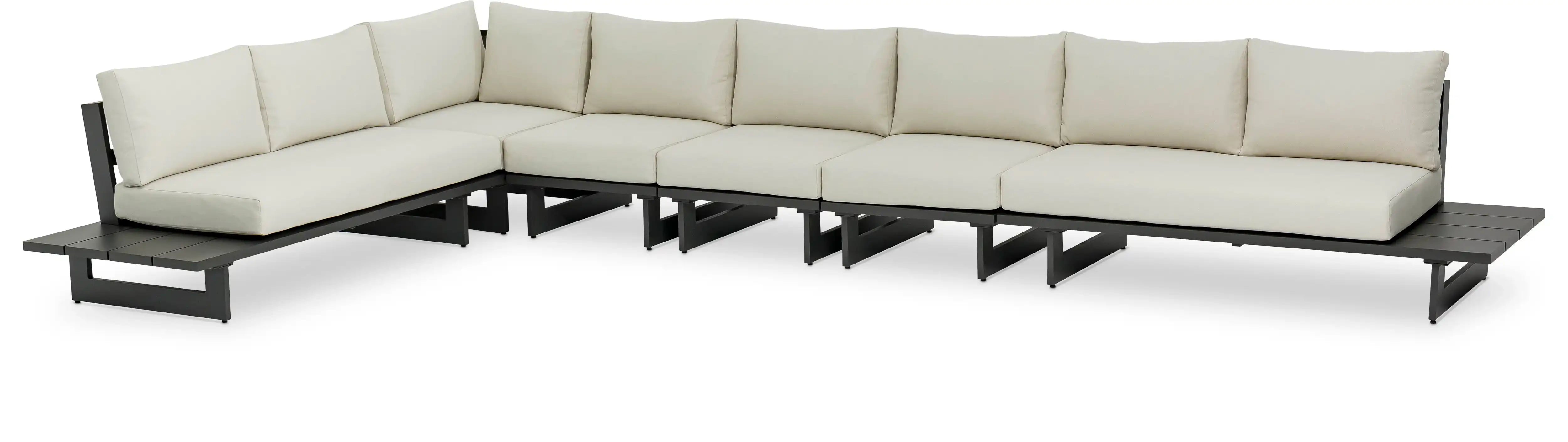 Maldives - 6 Piece Water Resistant Outdoor Patio Modular Sectional With Gray Base - Best Buy Furniture