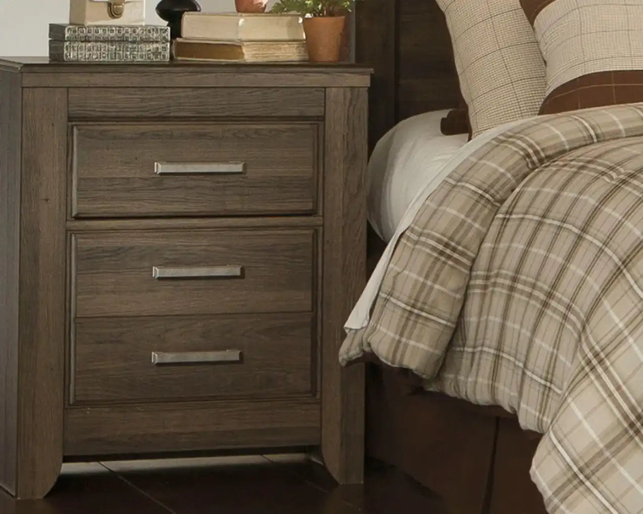 Juararo - Two Drawer Night Stand - Dark Brown - Best Buy Furniture