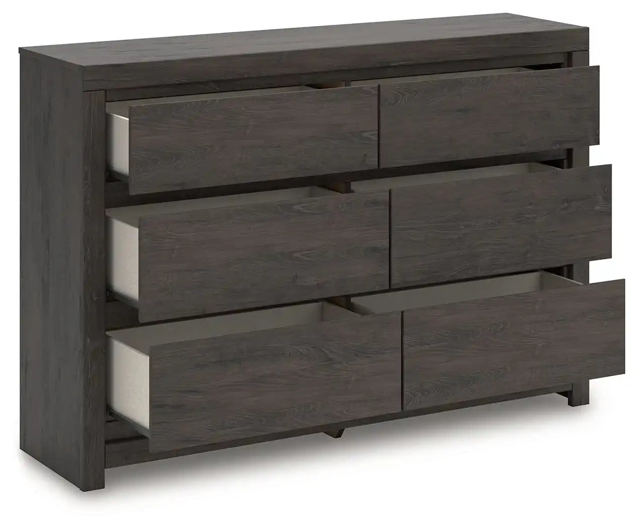 Fraluna - Six Drawer Dresser - Charcoal - Best Buy Furniture
